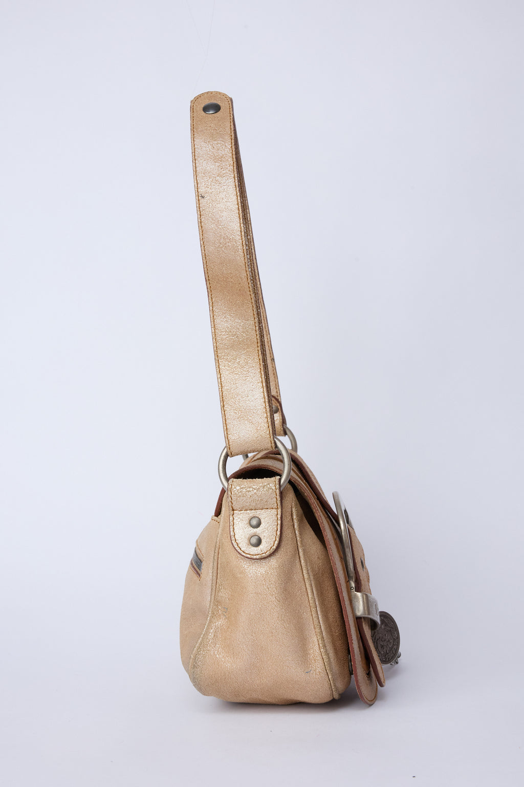 DIOR METALLIC MINI GAUCHO SADDLE