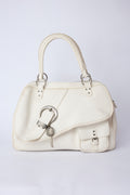 DIOR WHITE WHIPSTITCH XL GAUCHO SADDLE