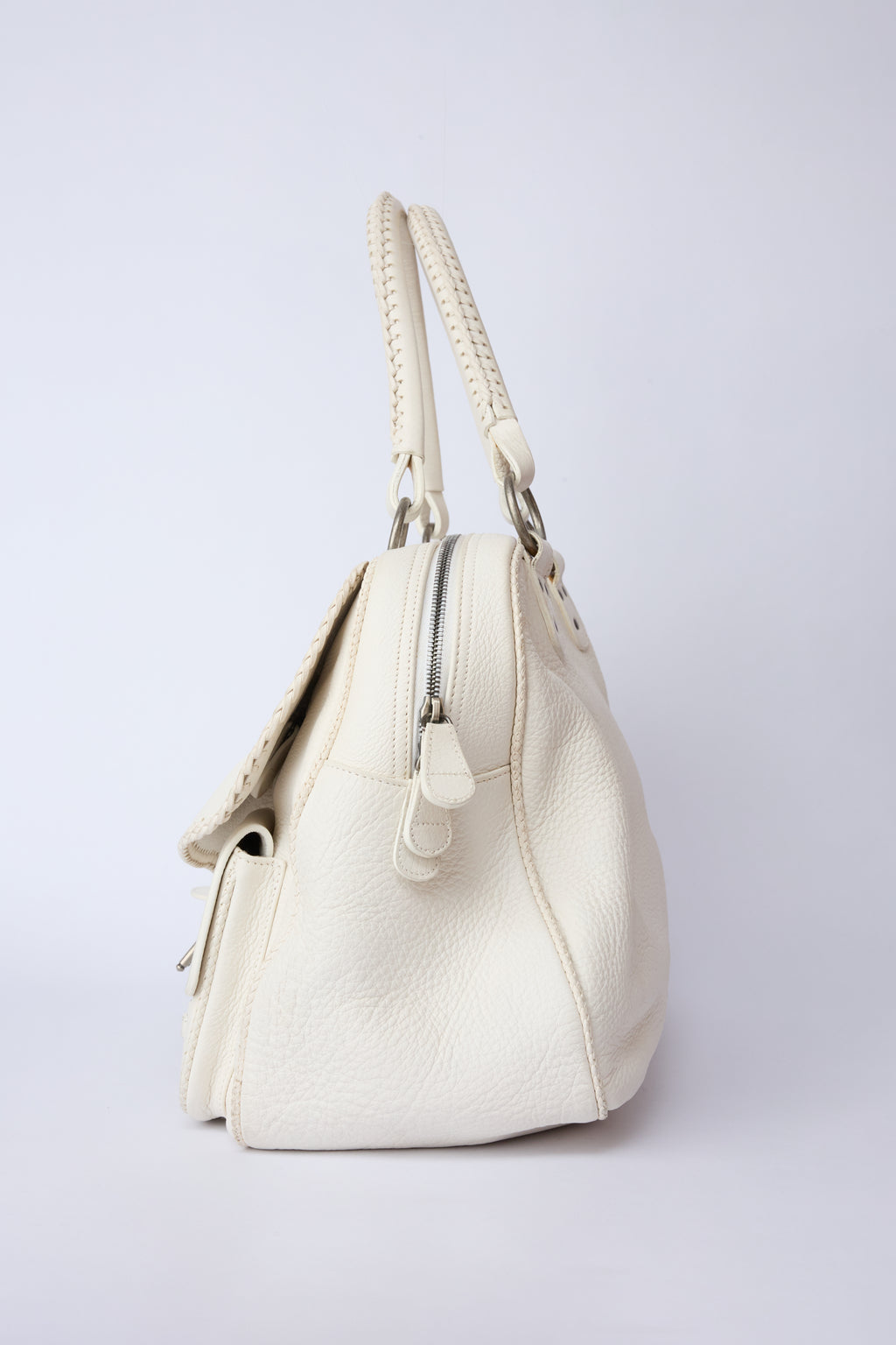 DIOR WHITE WHIPSTITCH XL GAUCHO SADDLE