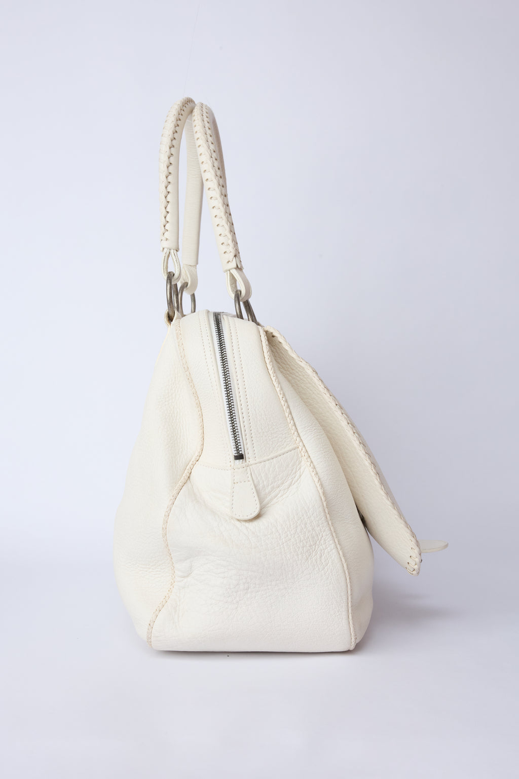 DIOR WHITE WHIPSTITCH XL GAUCHO SADDLE