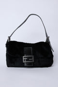 FENDI BLACK FUR BAGUETTE