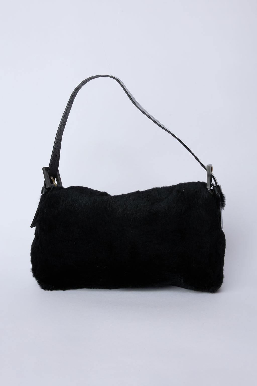 FENDI BLACK FUR BAGUETTE