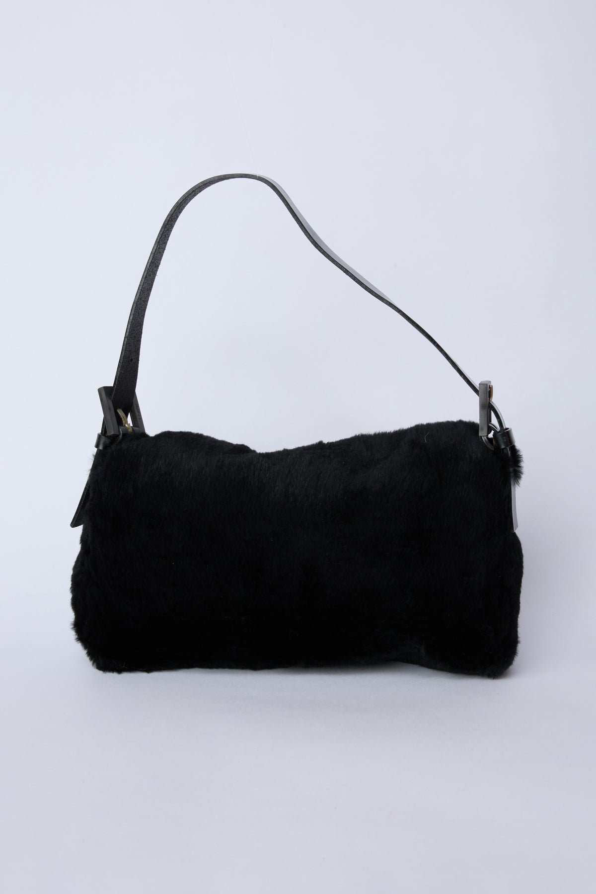 FENDI BLACK FUR BAGUETTE