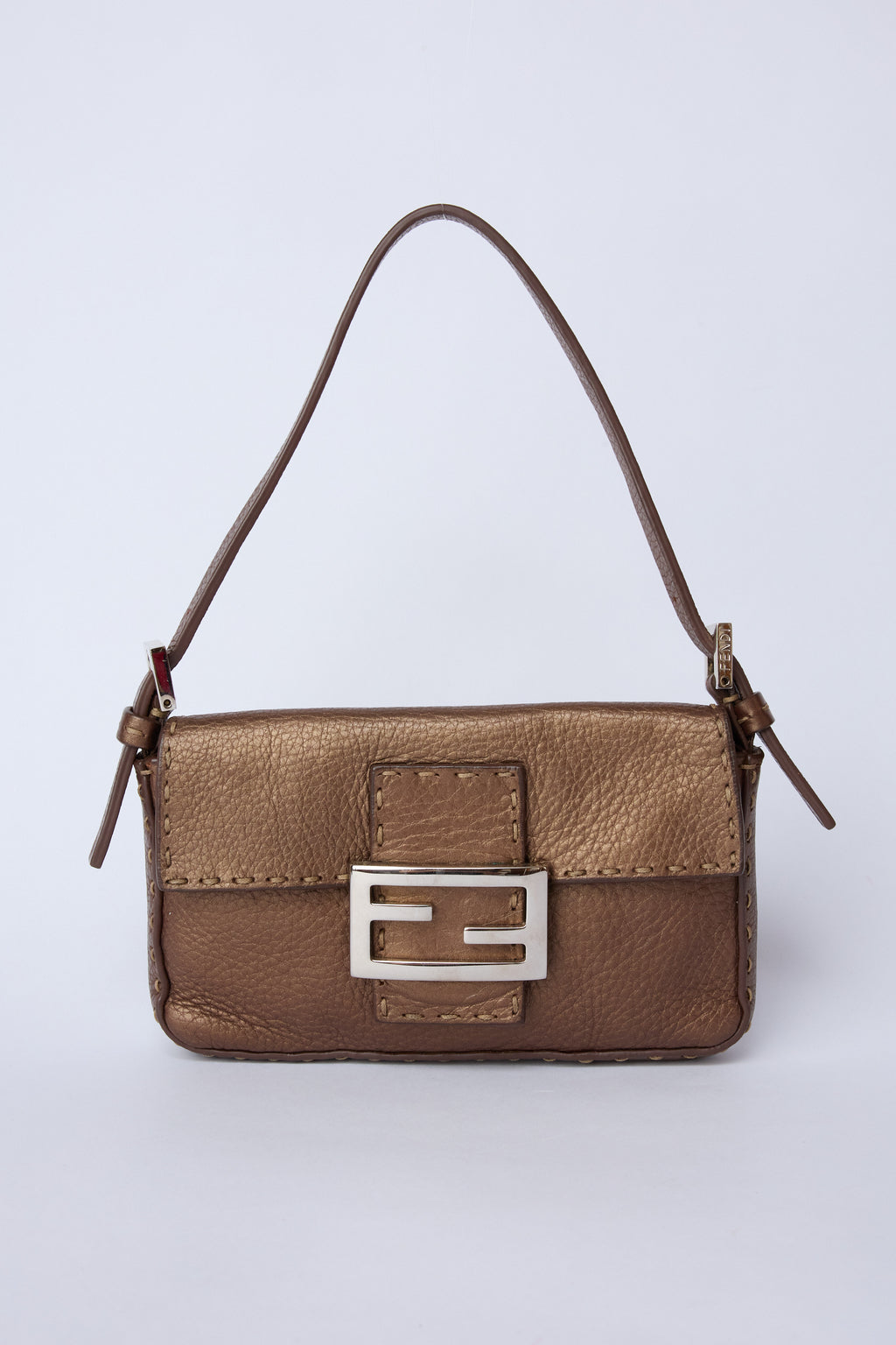 FENDI MINI SELLERIA SHIMMERY BROWN BAGUETTE