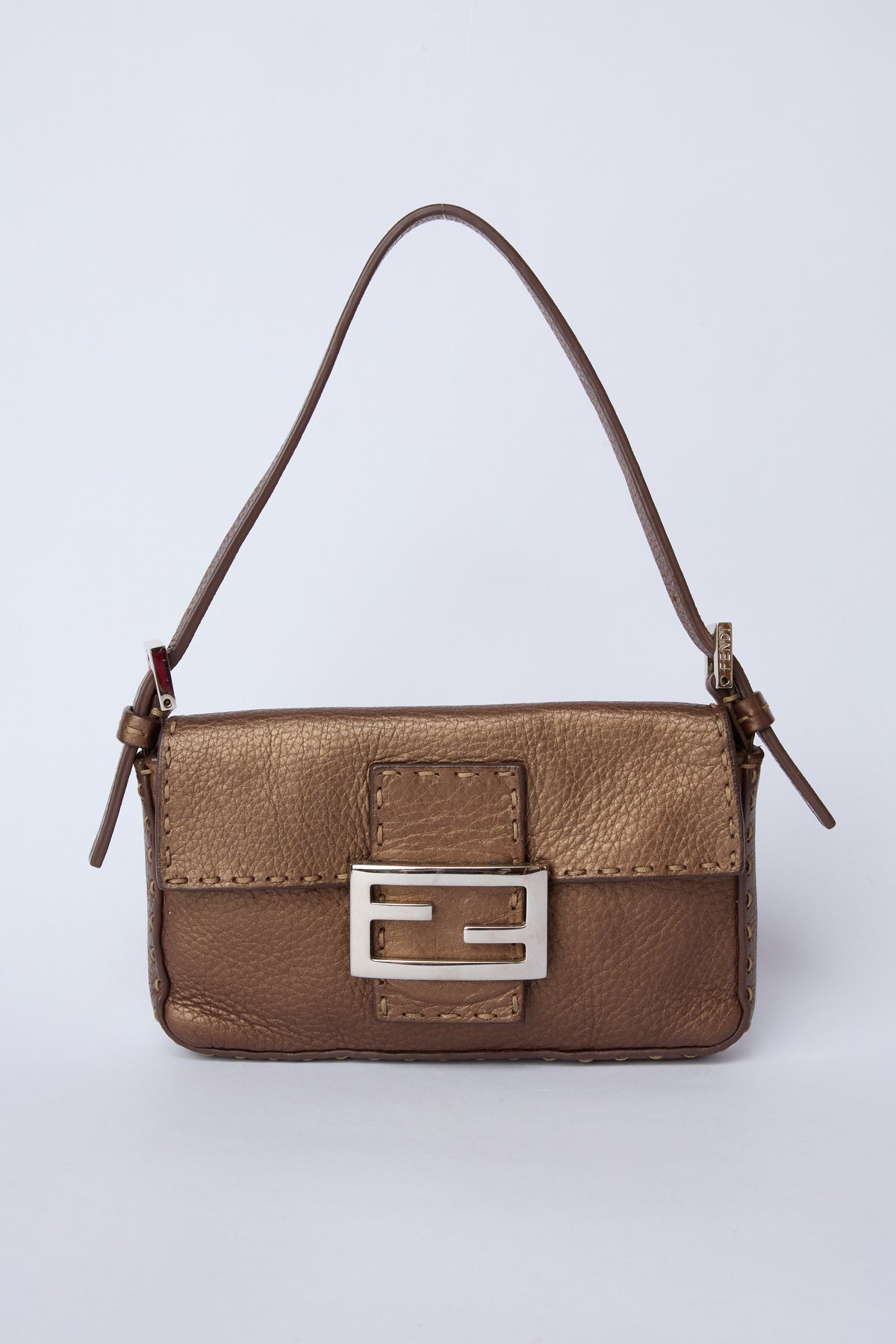 FENDI MINI SELLERIA SHIMMERY BROWN BAGUETTE