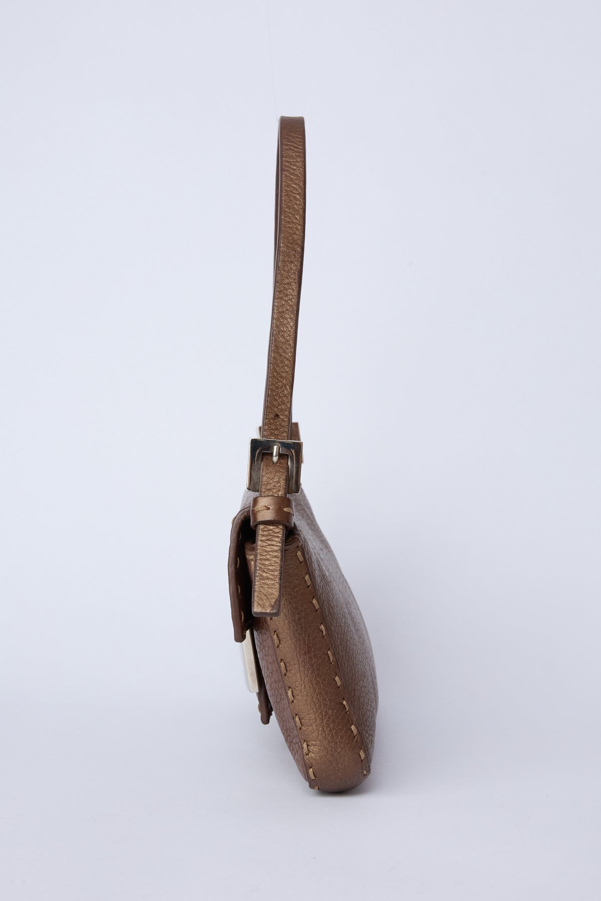 FENDI MINI SELLERIA SHIMMERY BROWN BAGUETTE