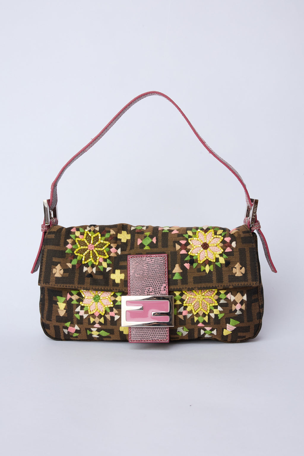 FENDI EMBELLISHED ZUCCA BAGUETTE