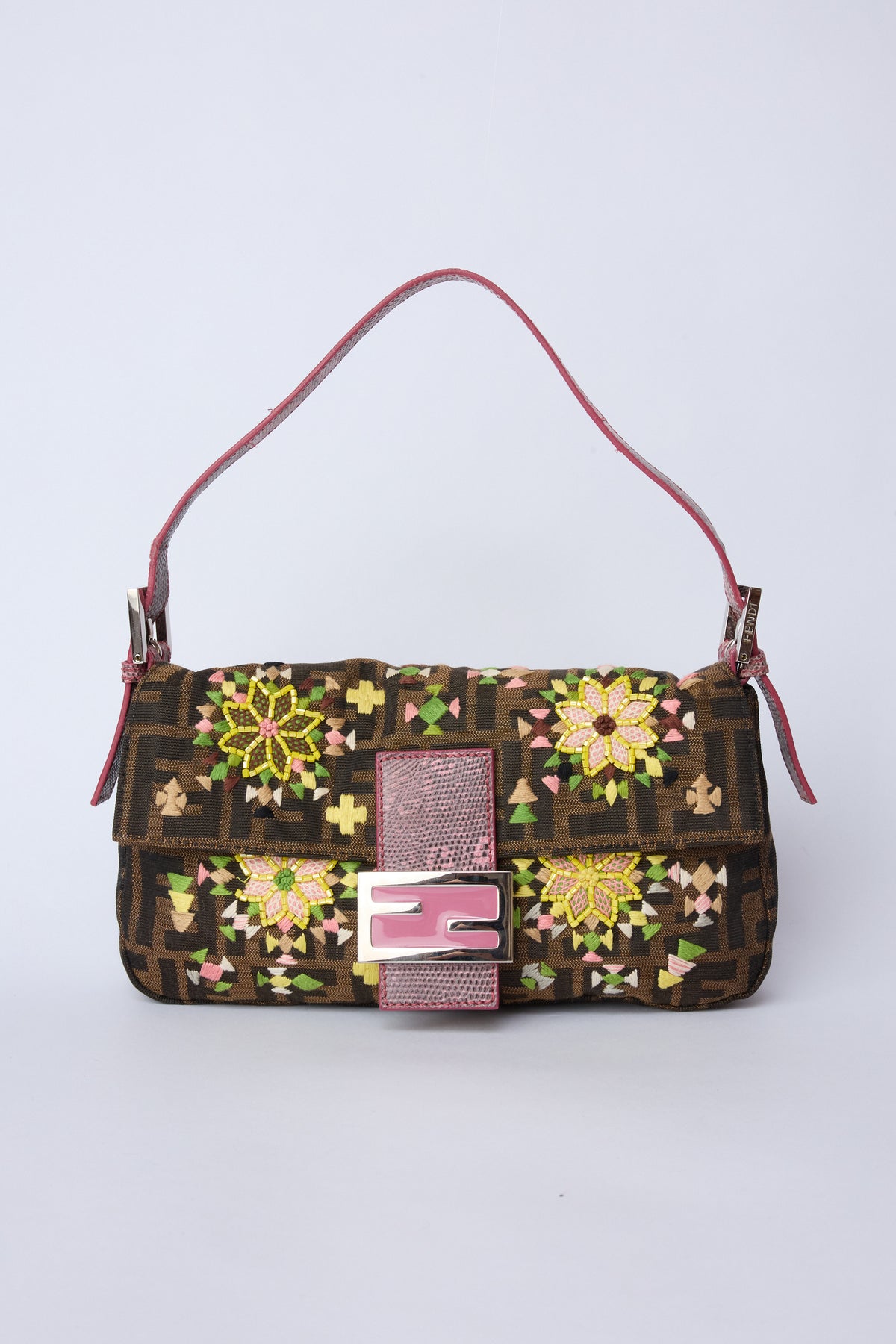 FENDI EMBELLISHED ZUCCA BAGUETTE