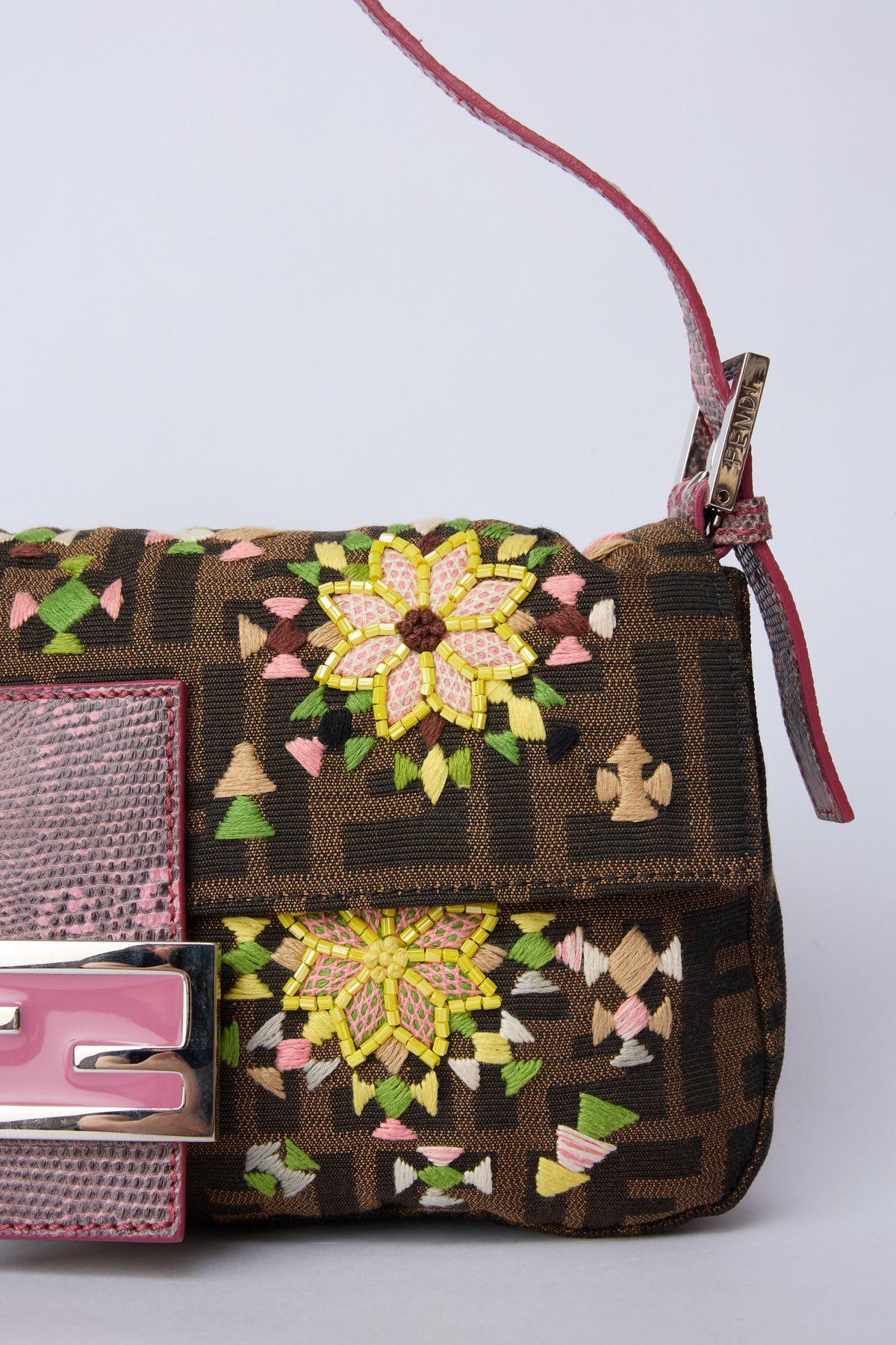 FENDI EMBELLISHED ZUCCA BAGUETTE