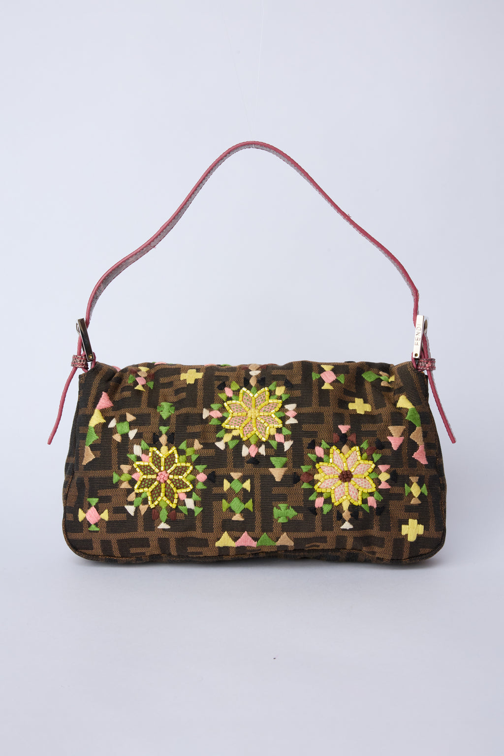 FENDI EMBELLISHED ZUCCA BAGUETTE