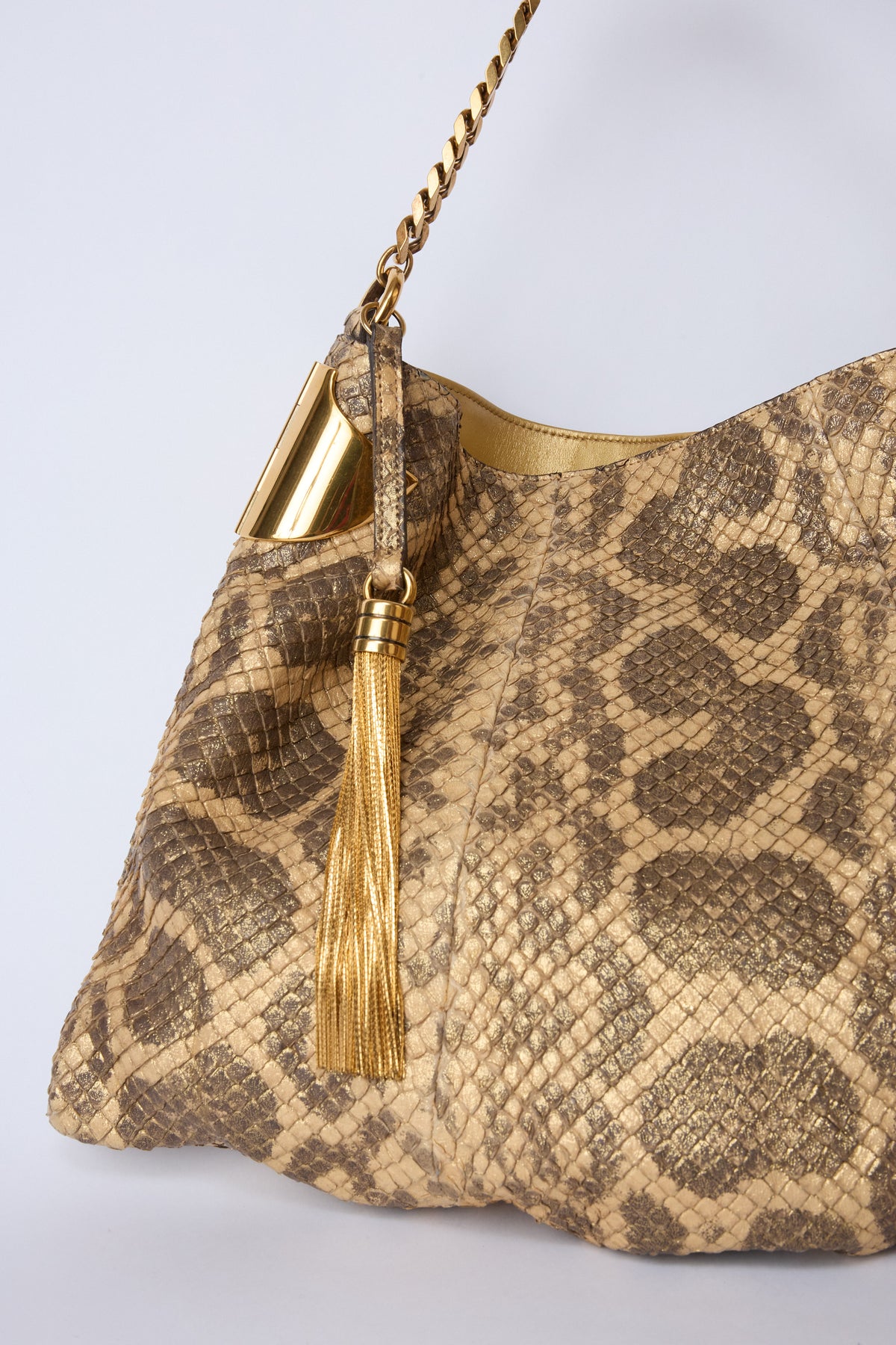 GUCCI 1970 PYTHON CHAIN TOTE BAG