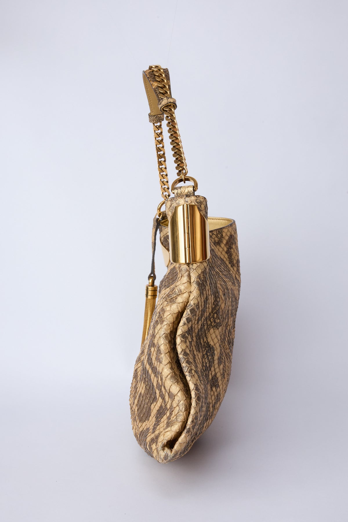 GUCCI 1970 PYTHON CHAIN TOTE BAG