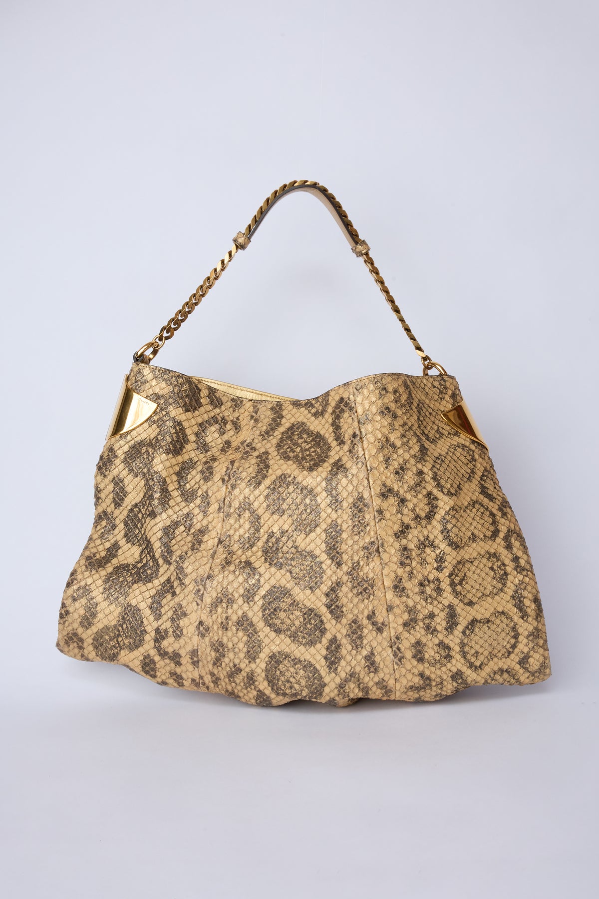 GUCCI 1970 PYTHON CHAIN TOTE BAG