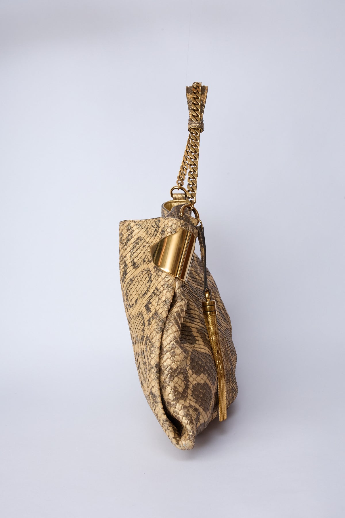 GUCCI 1970 PYTHON CHAIN TOTE BAG