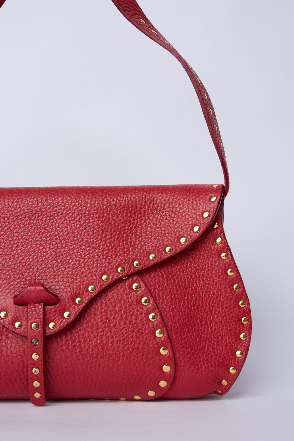 CELINE RED STUDDED POULBOT POCHETTE