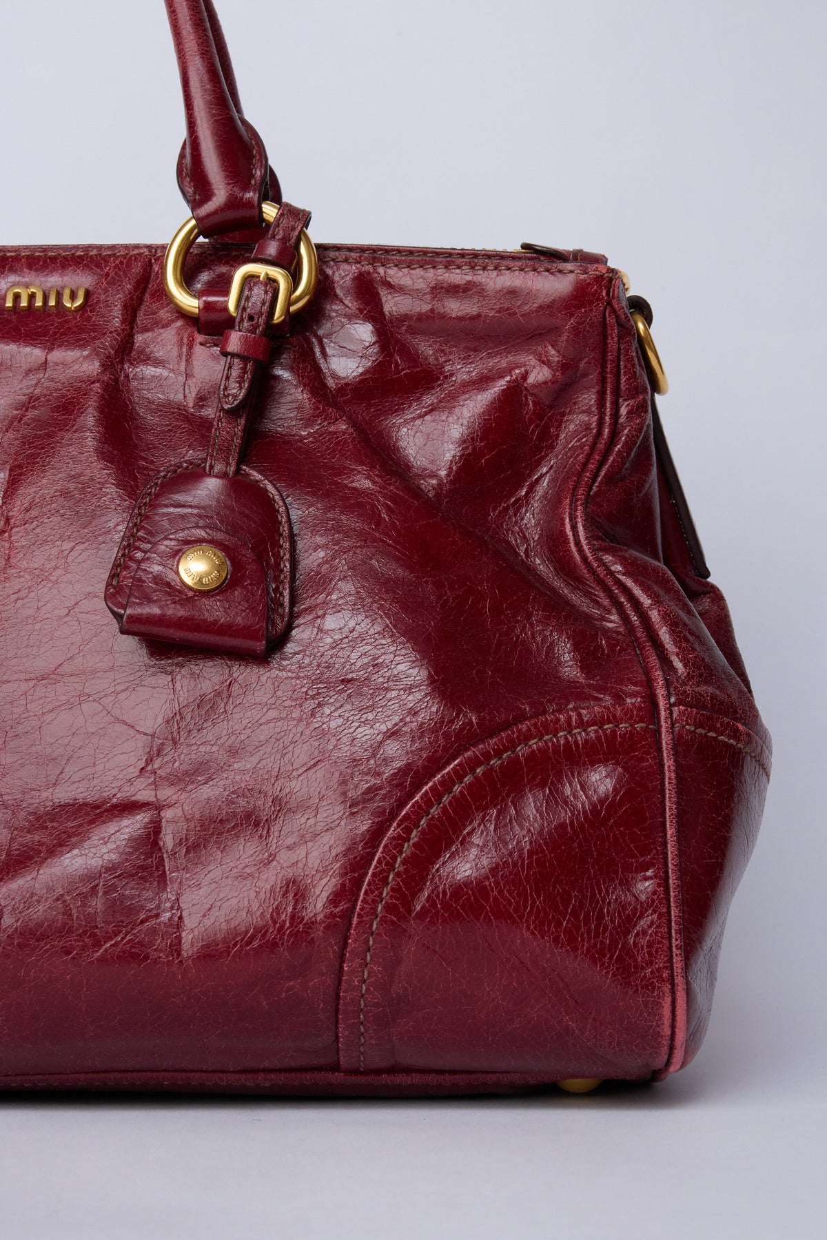 MIU MIU RED VITELLO SHINE TOTE