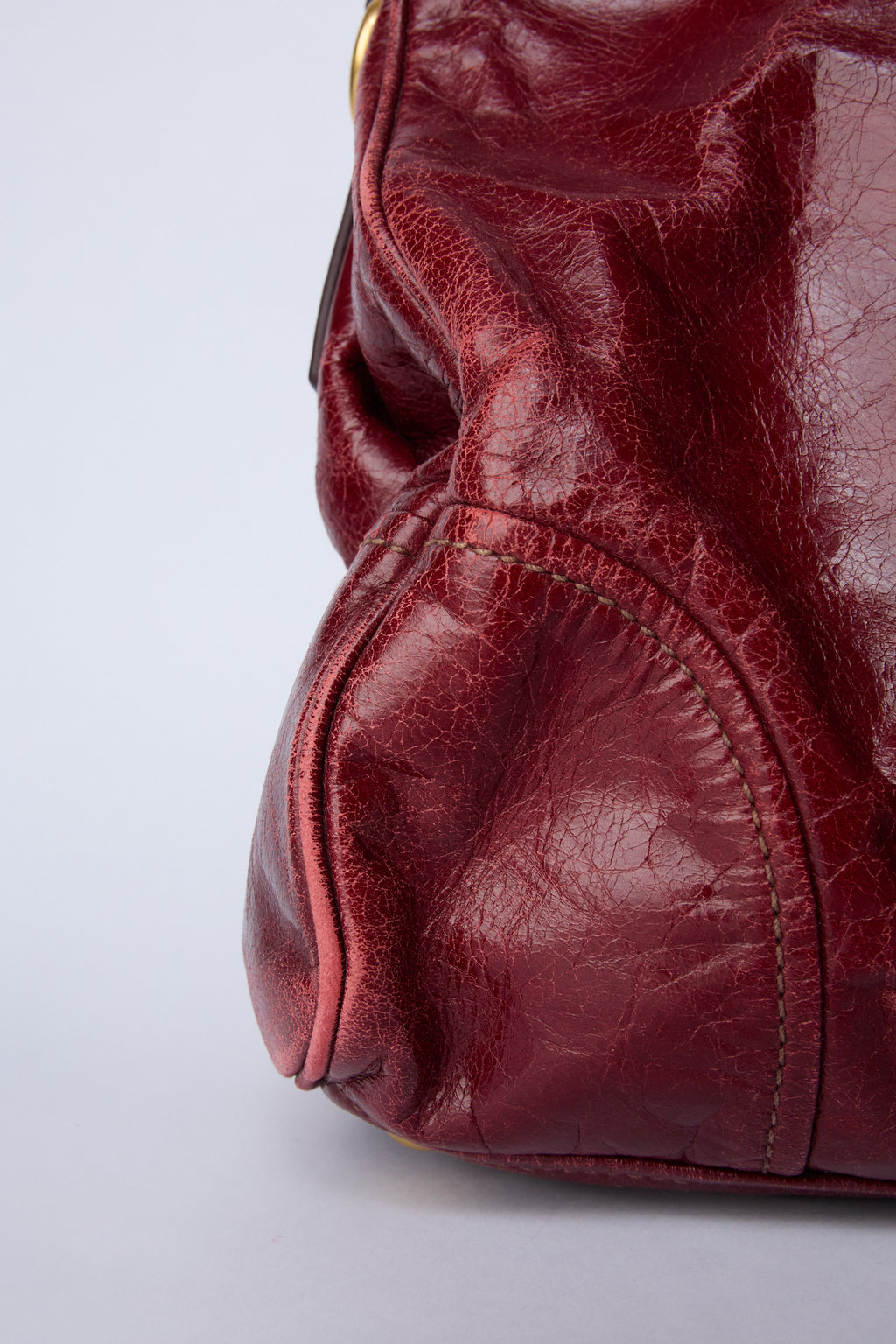 MIU MIU RED VITELLO SHINE TOTE
