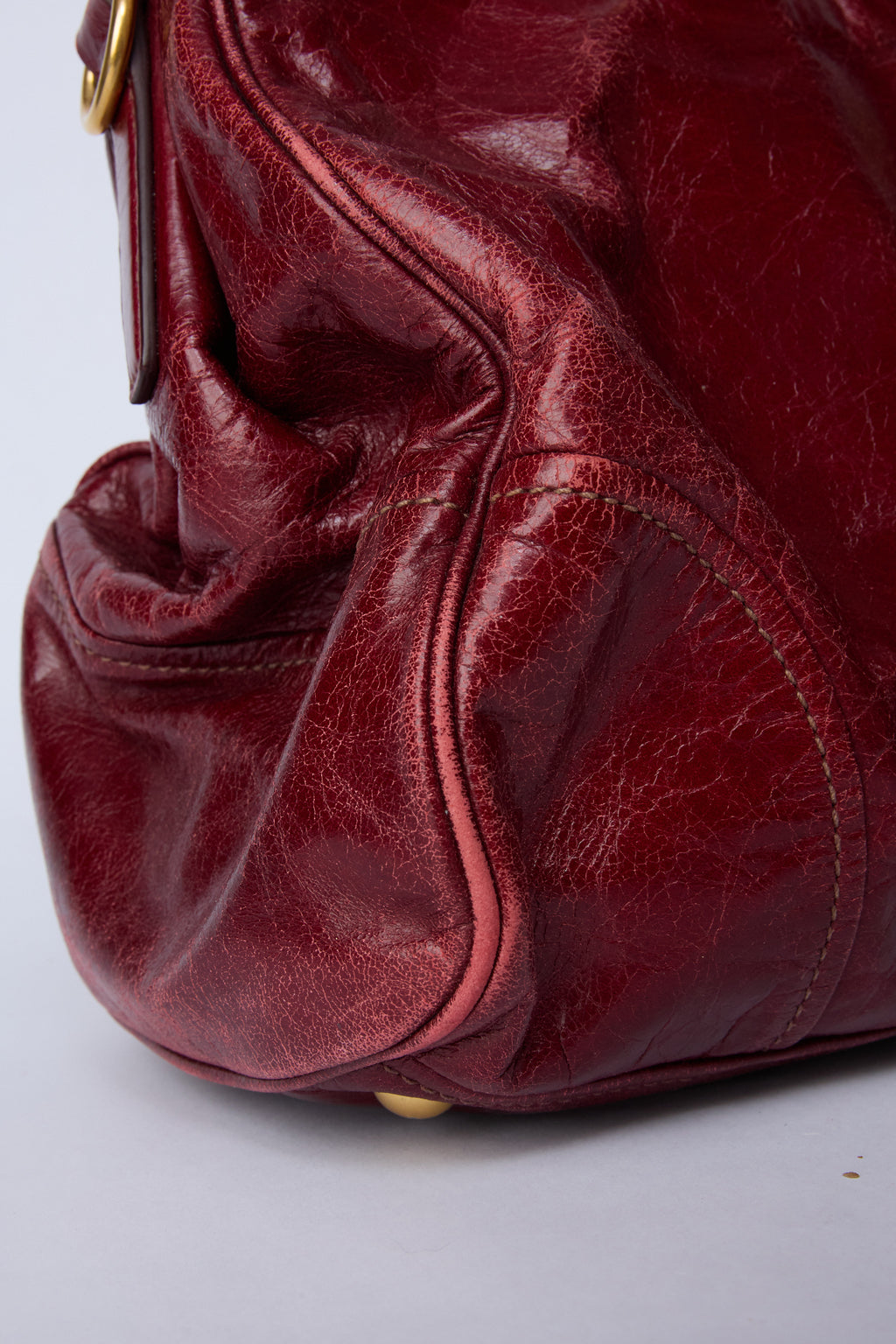 MIU MIU RED VITELLO SHINE TOTE
