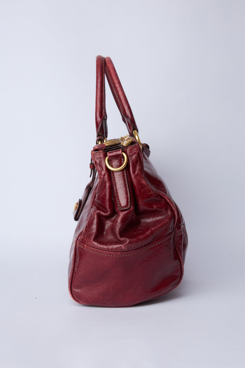 MIU MIU RED VITELLO SHINE TOTE