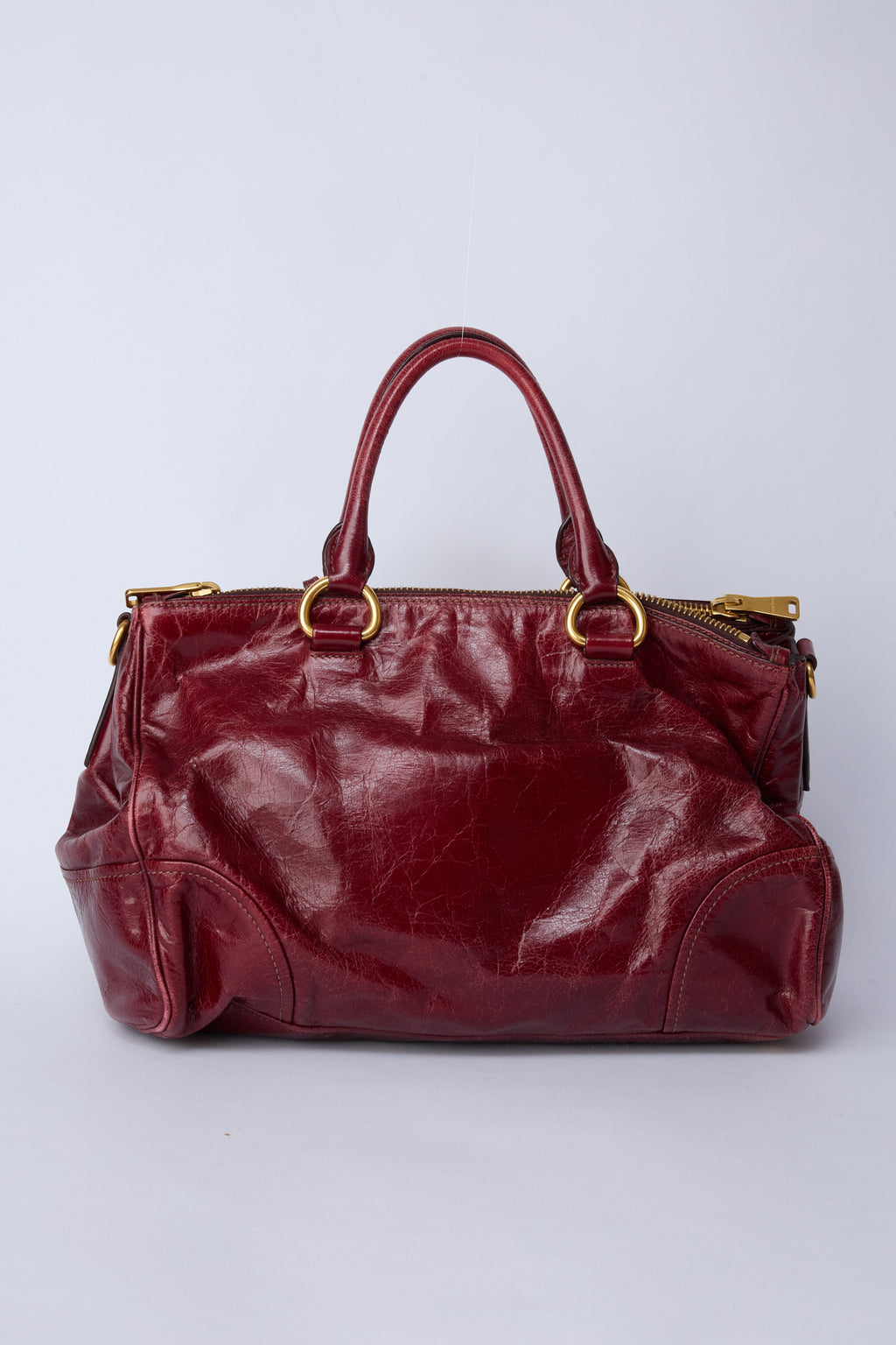 MIU MIU RED VITELLO SHINE TOTE