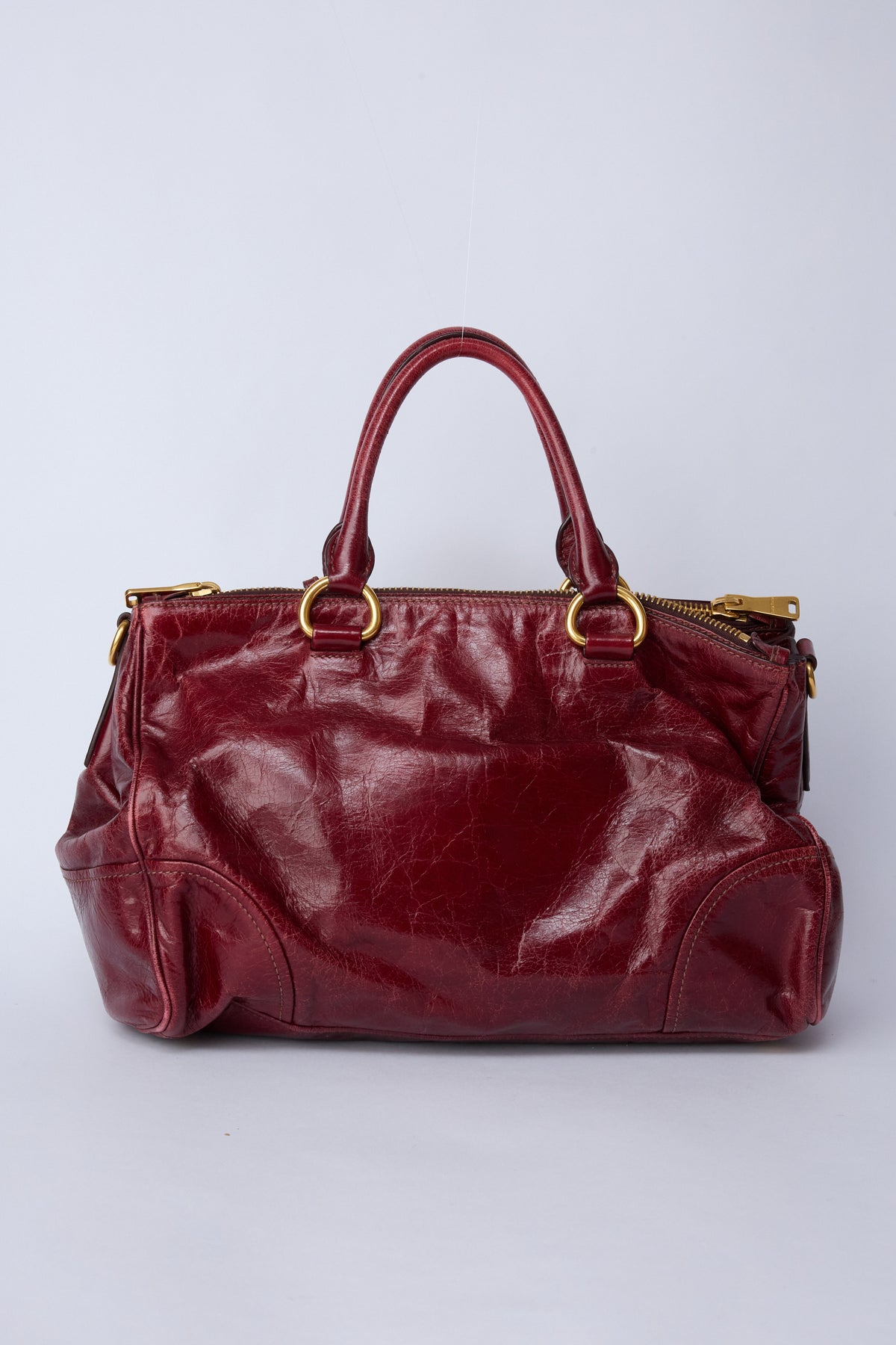 MIU MIU RED VITELLO SHINE TOTE