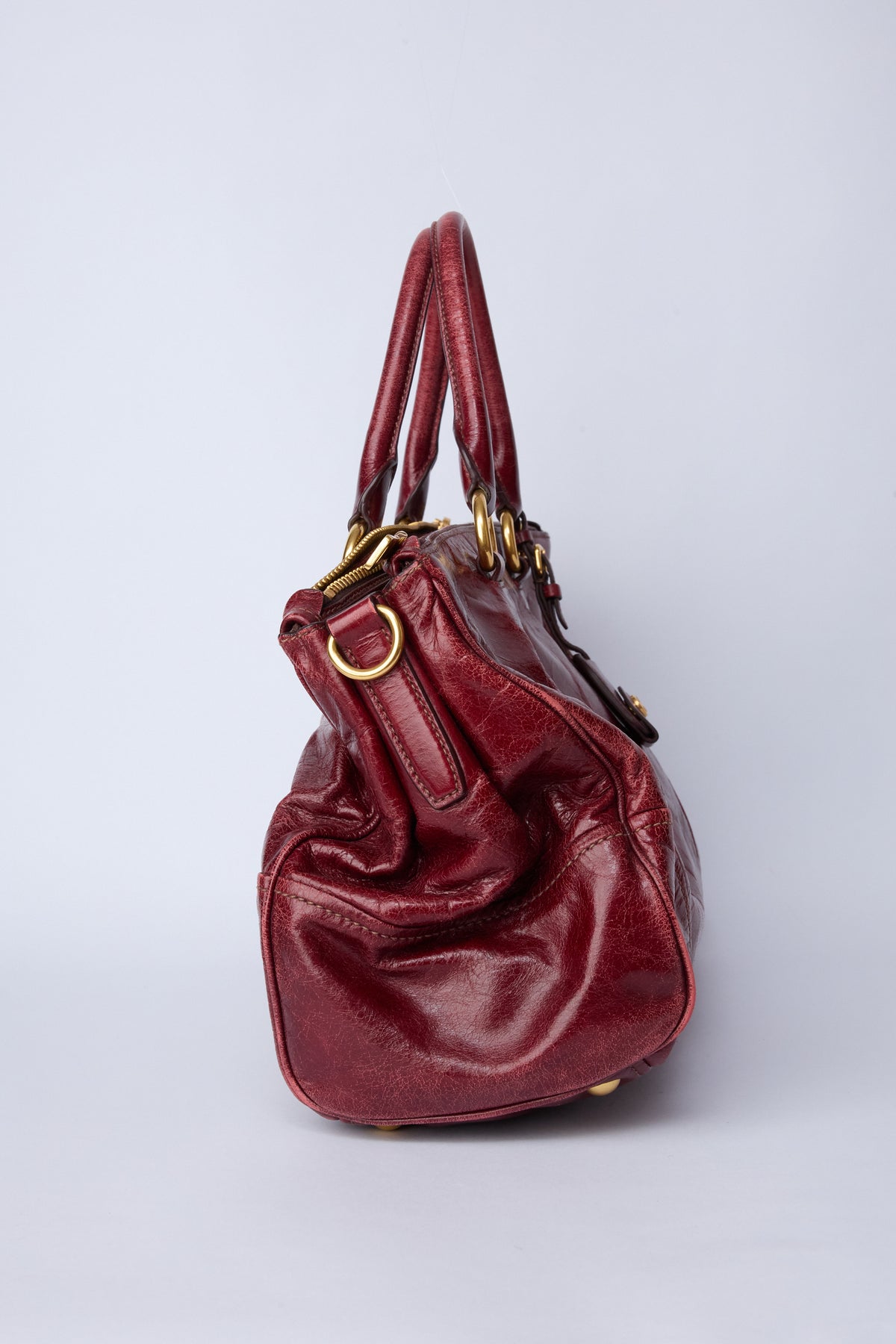 MIU MIU RED VITELLO SHINE TOTE