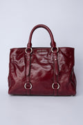 MIU MIU BURGUNDY VITELLO SHINE TOTE