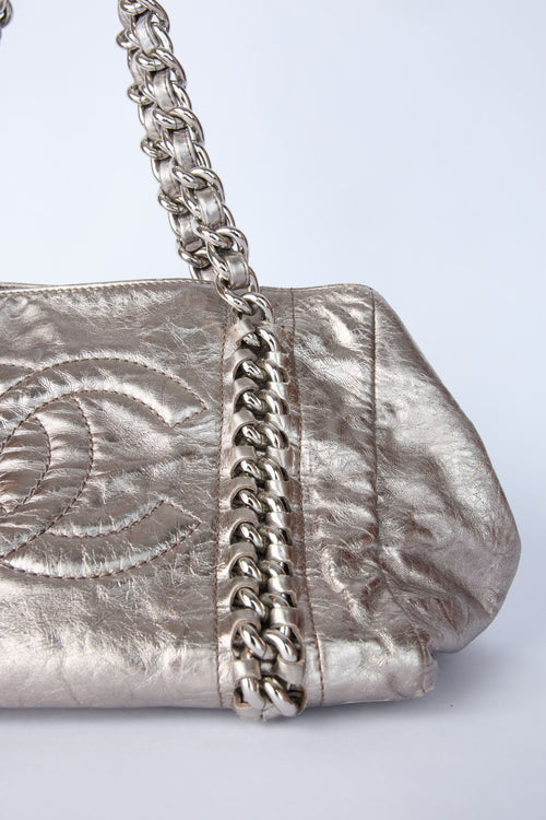 CHANEL METALLIC CHAIN BOWLER BAG