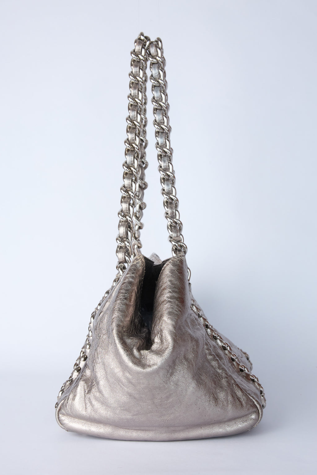 CHANEL METALLIC CHAIN BOWLER BAG