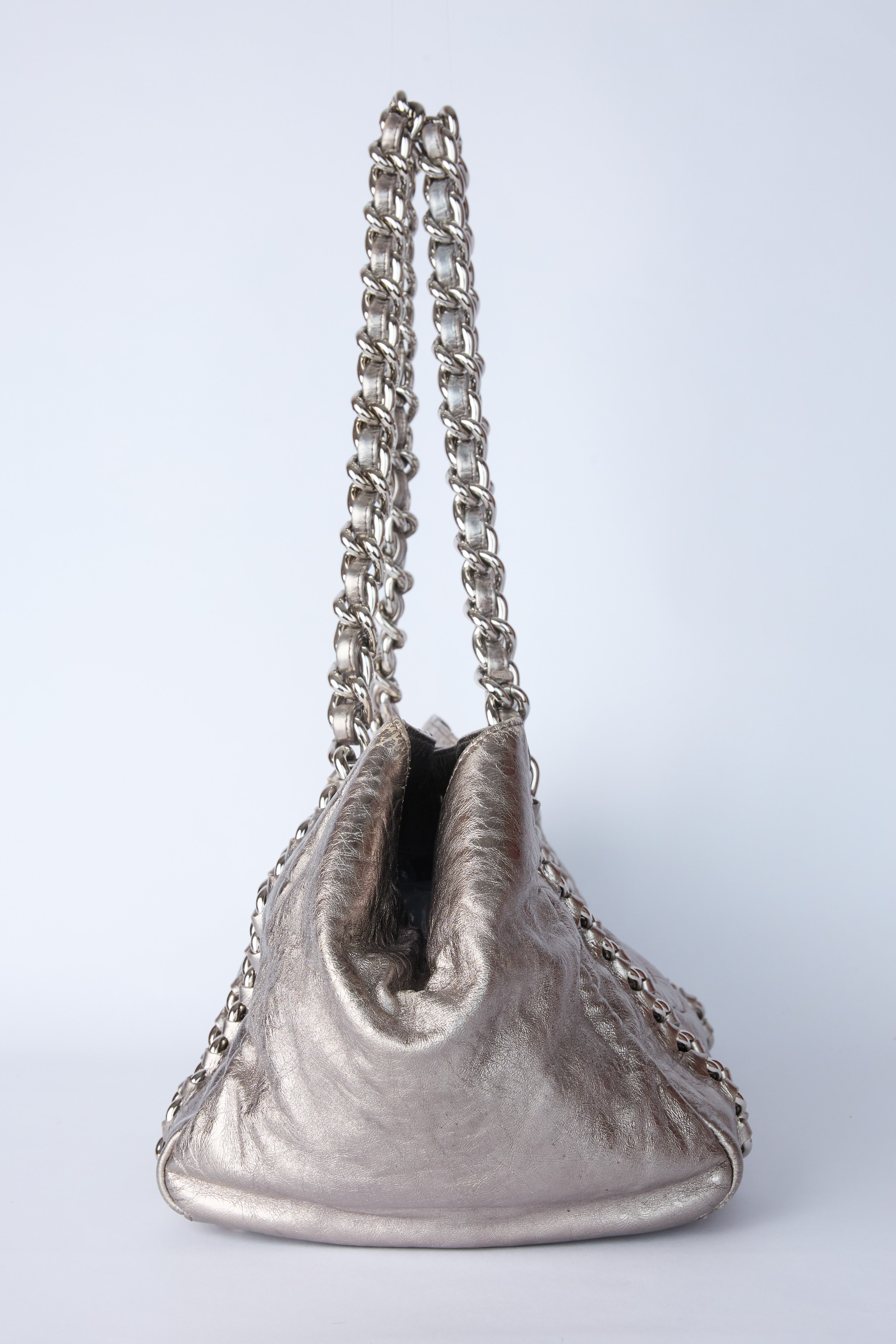 CHANEL METALLIC CHAIN BOWLER BAG