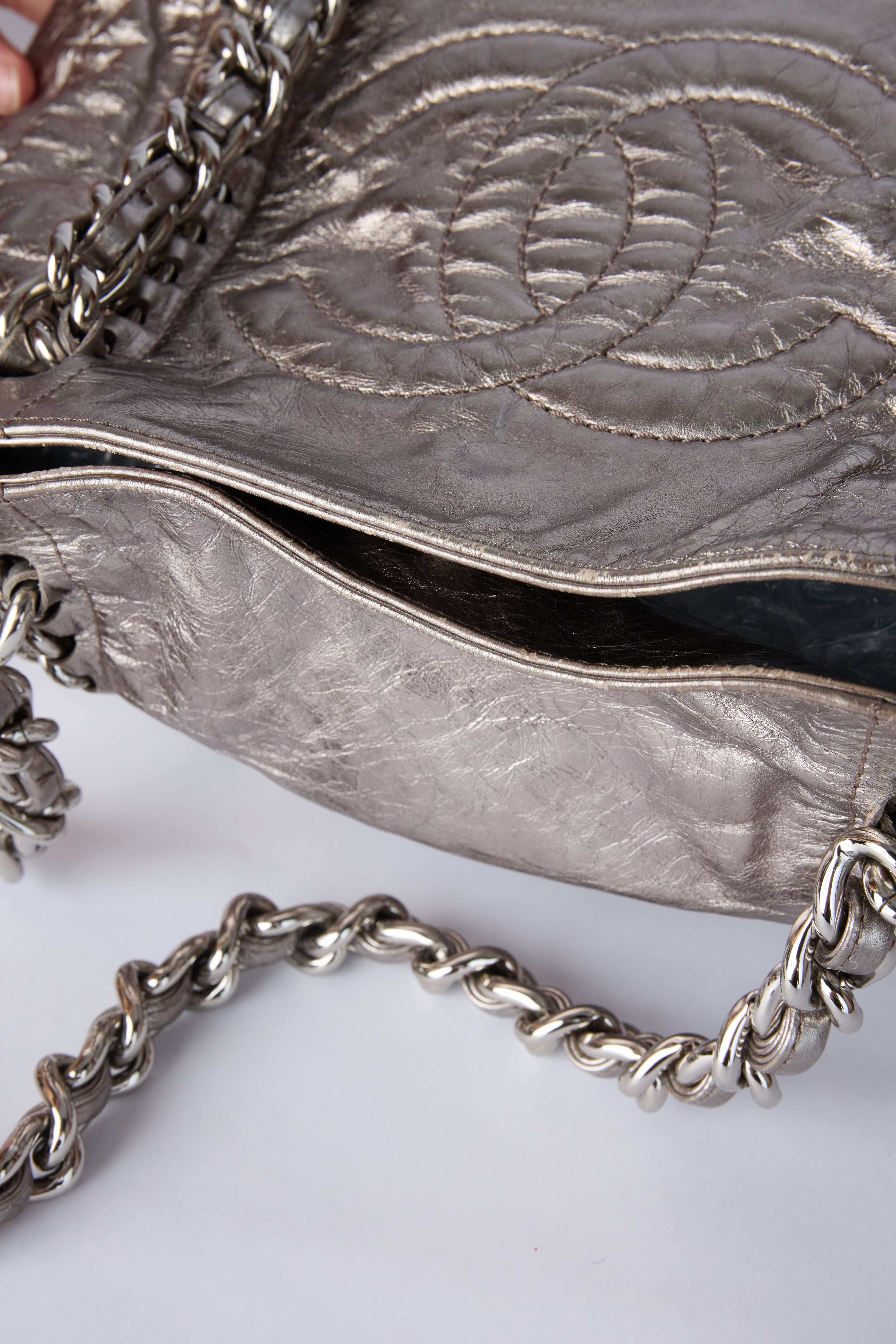 CHANEL METALLIC CHAIN BOWLER BAG