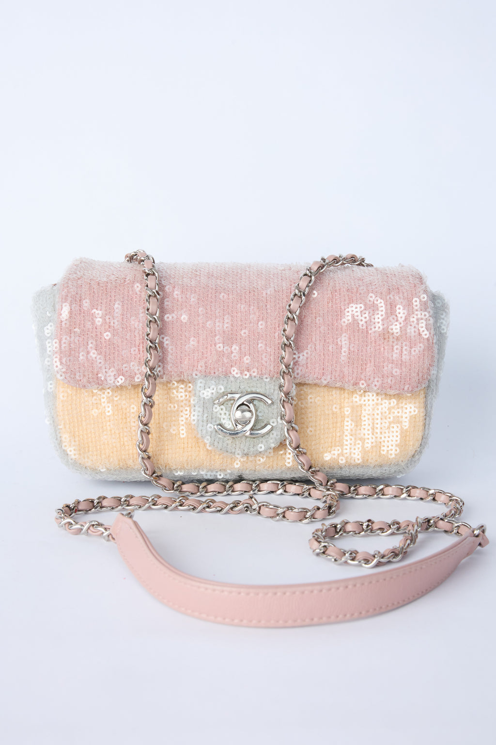 CHANEL MINI SEQUIN WATERFALL FLAP