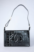 CHANEL BLACK PATENT CHOCOLATE BAR BAG