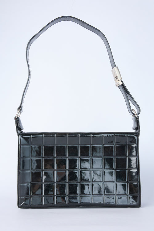 CHANEL BLACK PATENT CHOCOLATE BAR BAG