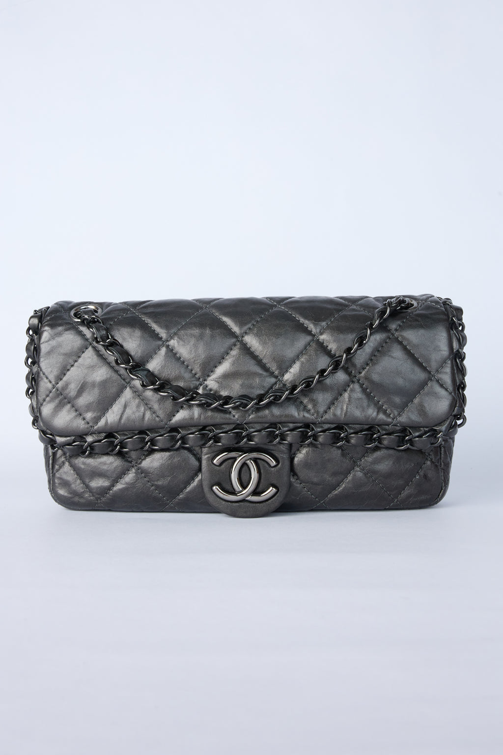 CHANEL GUNMETAL FLAP