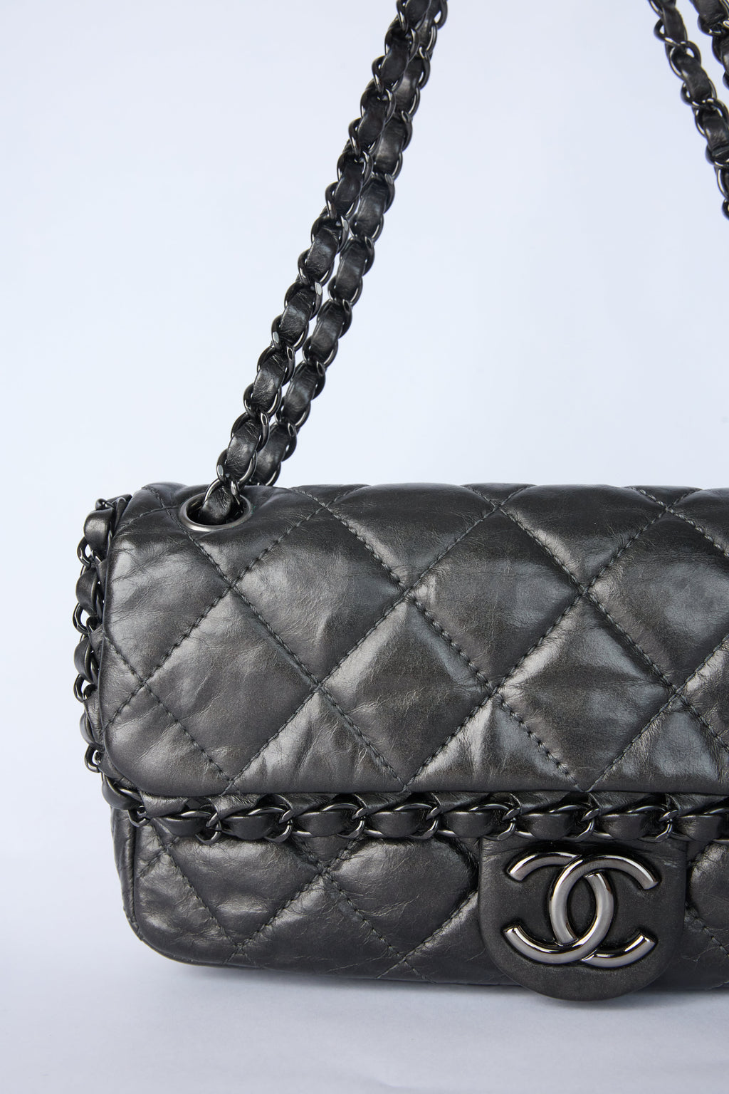 CHANEL GUNMETAL FLAP