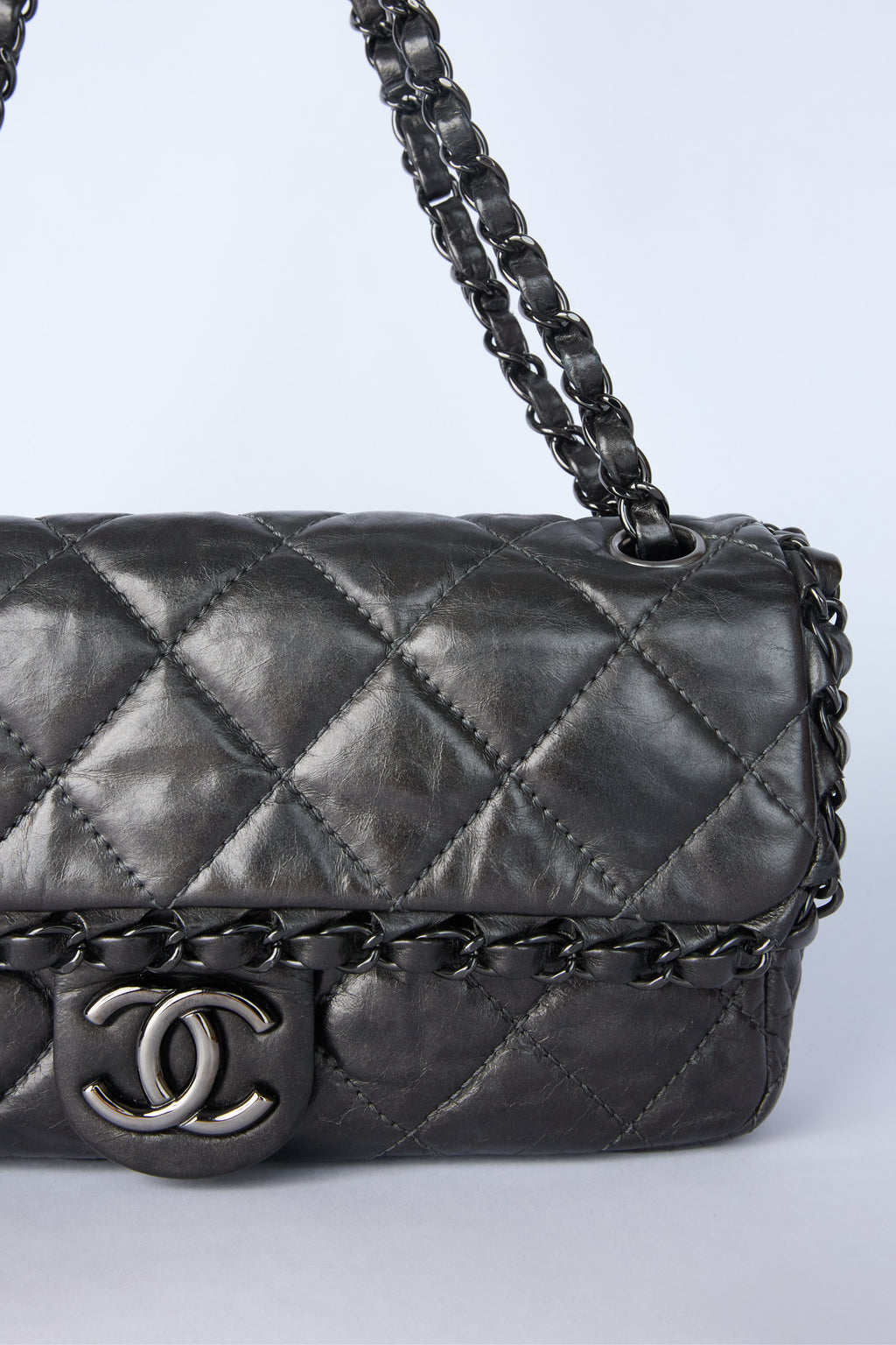 CHANEL GUNMETAL FLAP