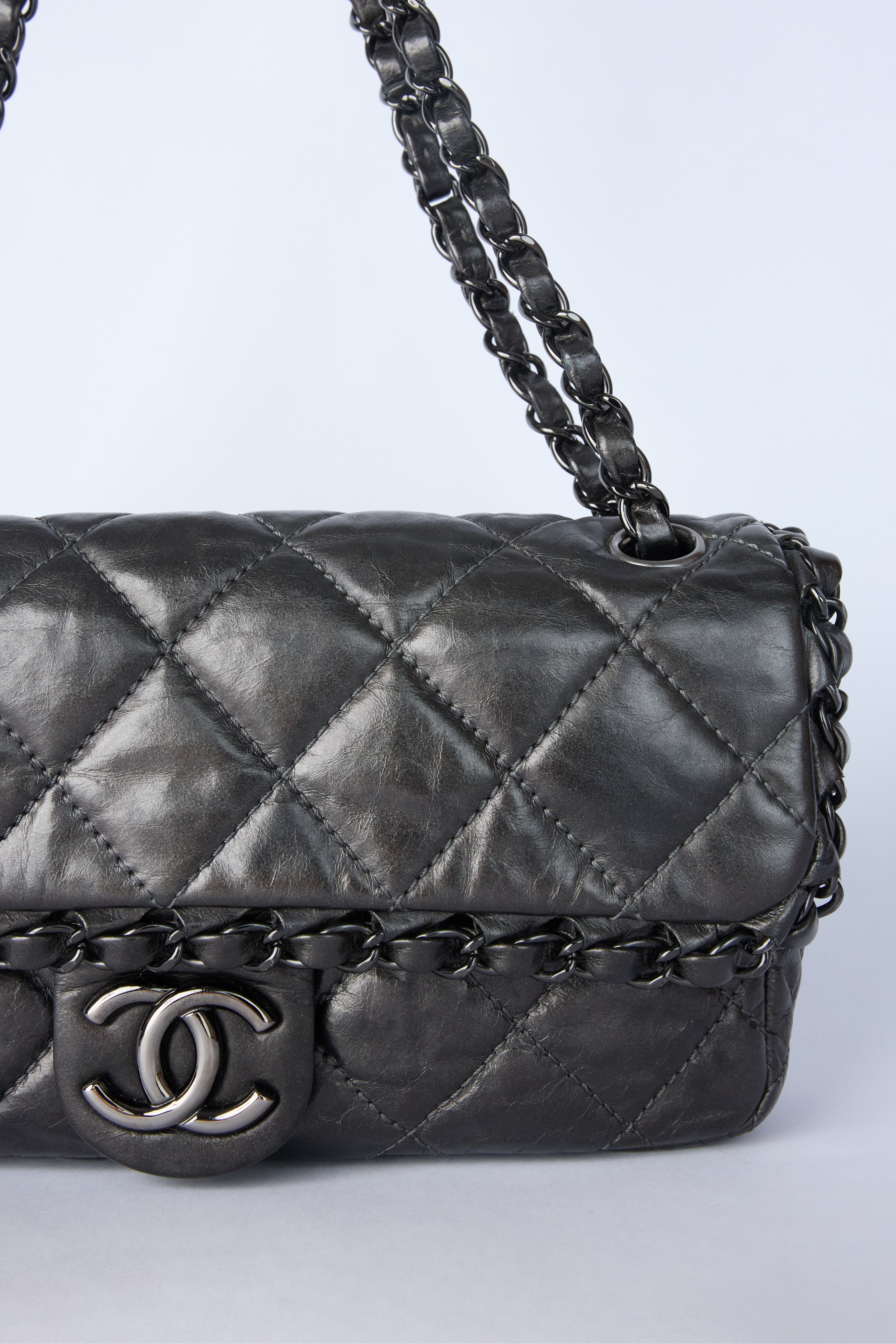 CHANEL GUNMETAL FLAP