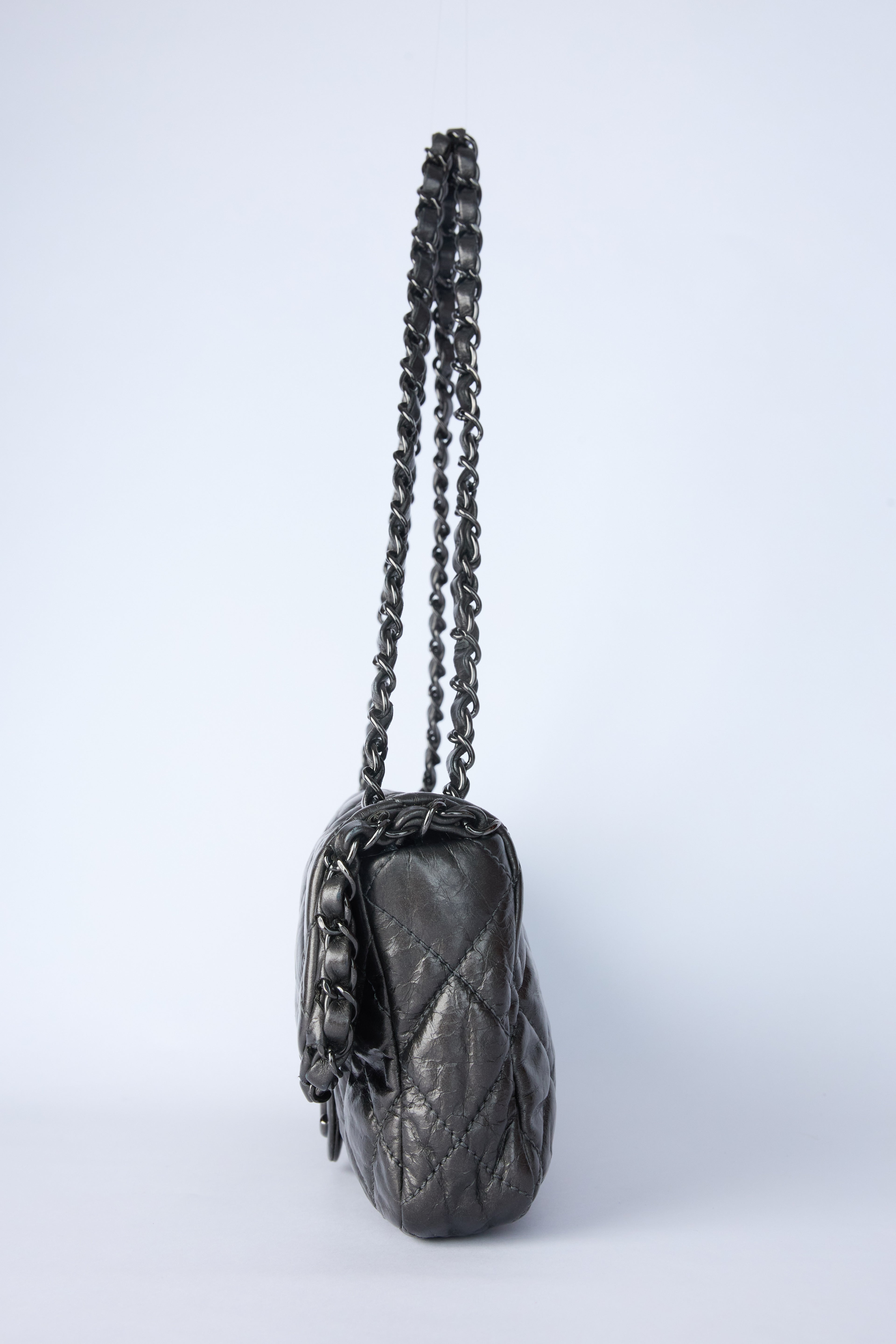 CHANEL GUNMETAL FLAP