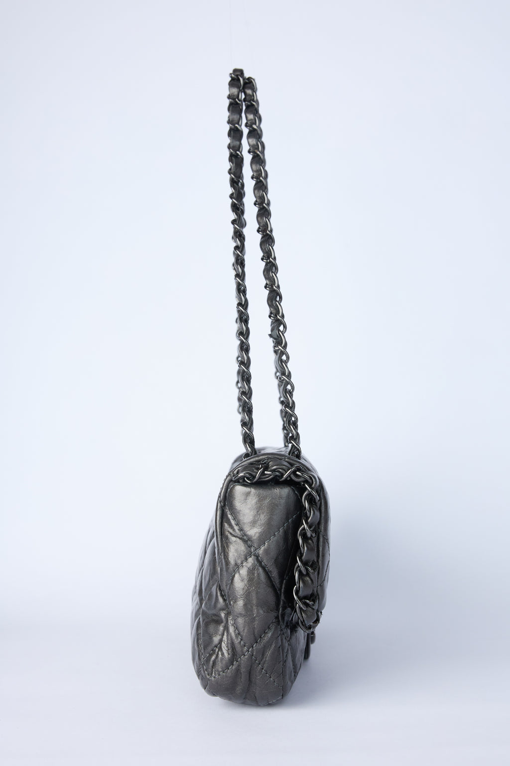 CHANEL GUNMETAL FLAP