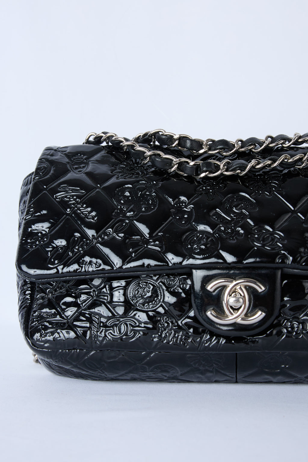 RARE CHANEL LUCKY SYMBOLS PATENT FLAP