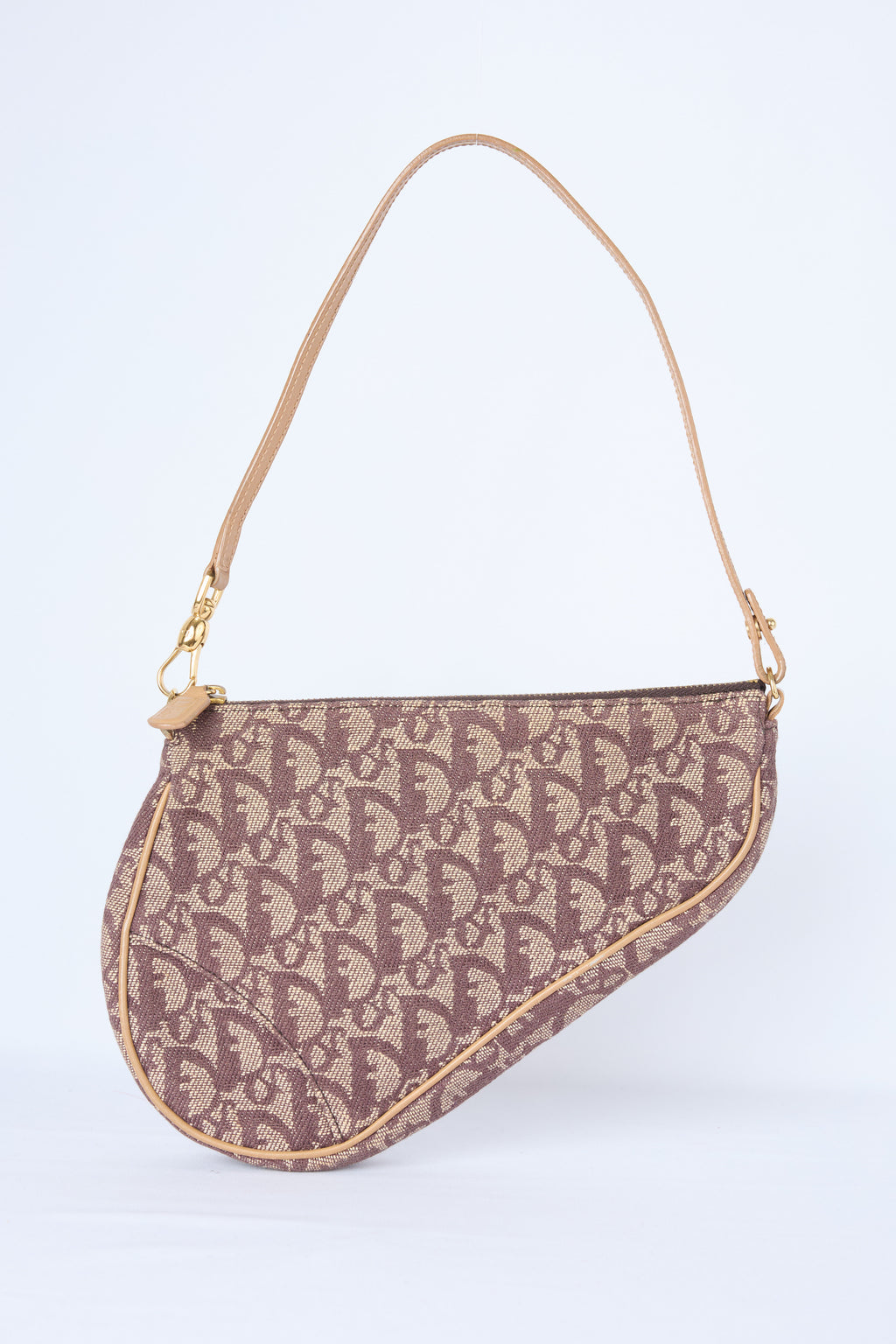 DIOR BROWN OBLIQUE CANVAS SADDLE POCHETTE