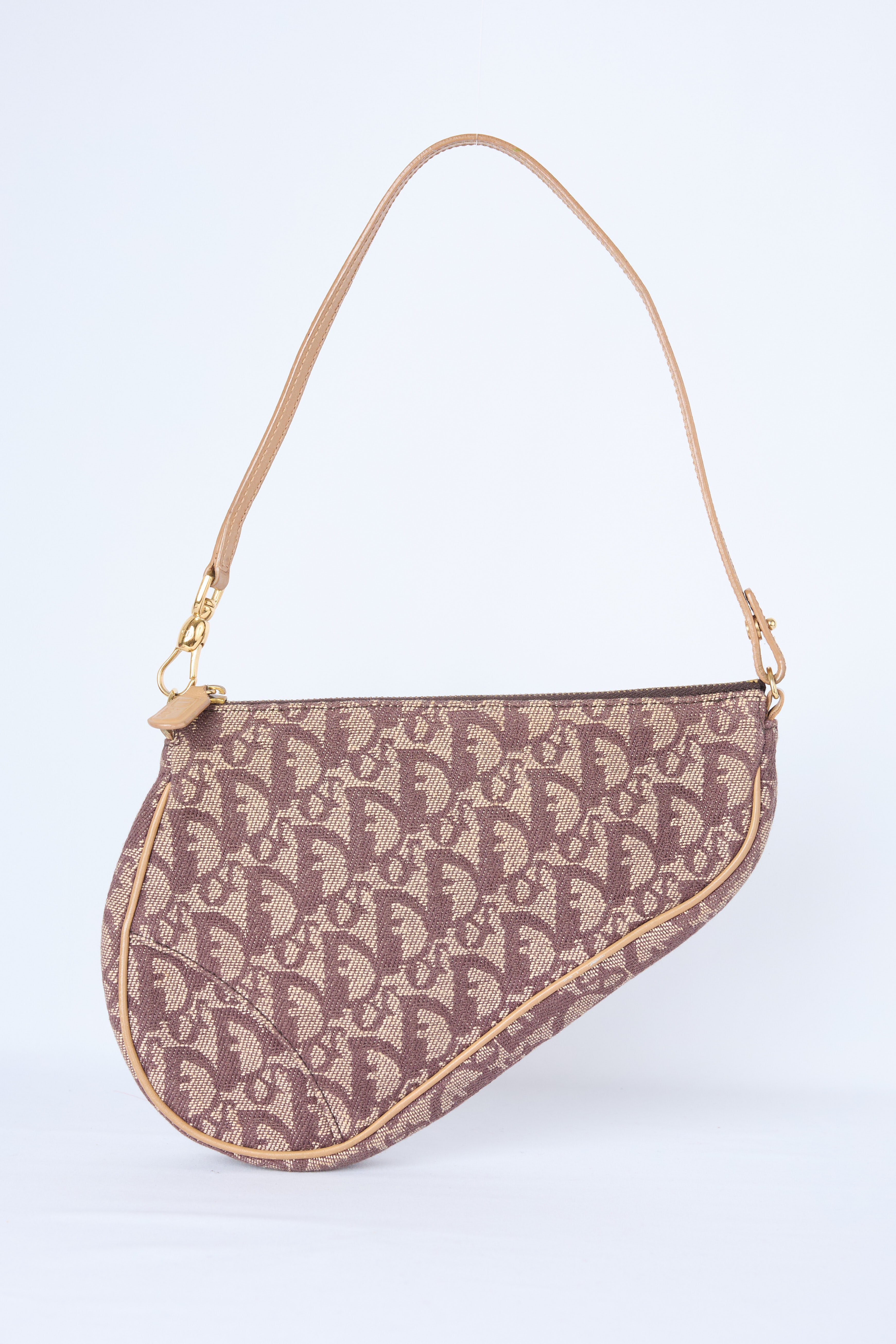 DIOR BROWN OBLIQUE CANVAS SADDLE POCHETTE