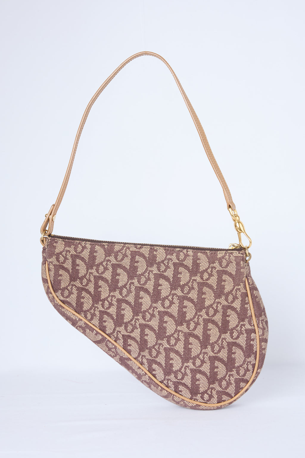 DIOR BROWN OBLIQUE CANVAS SADDLE POCHETTE