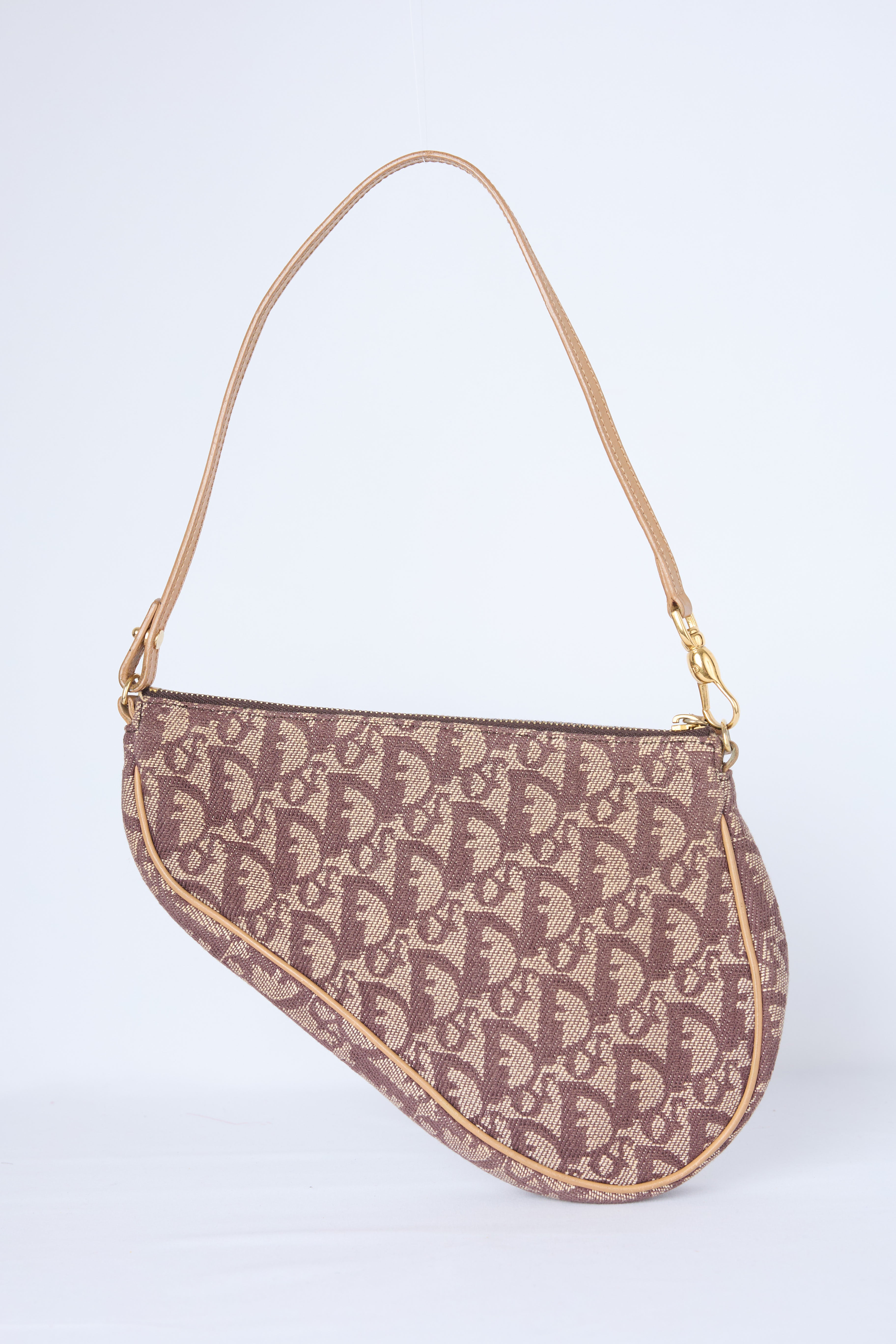 DIOR BROWN OBLIQUE CANVAS SADDLE POCHETTE