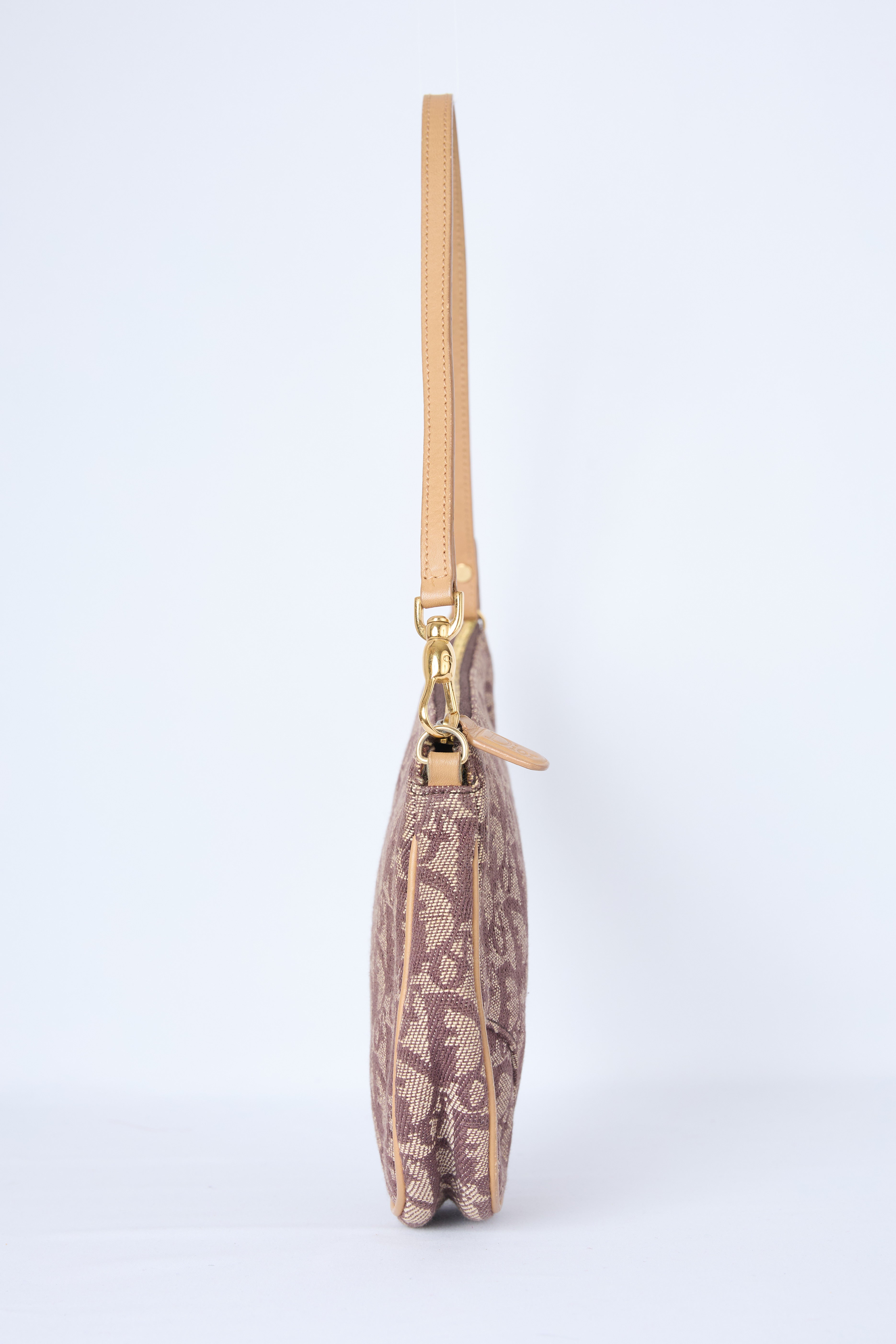 DIOR BROWN OBLIQUE CANVAS SADDLE POCHETTE