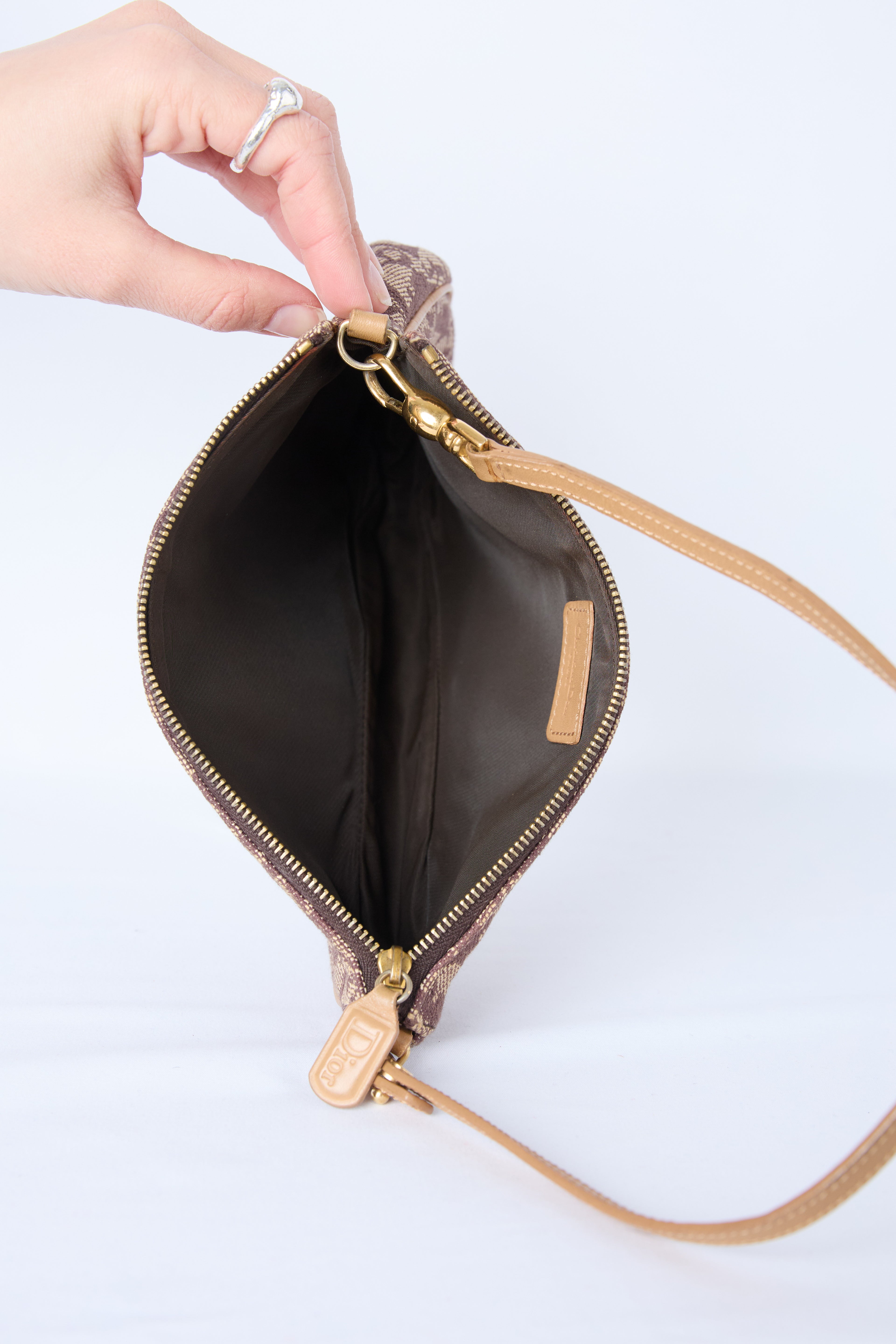 DIOR BROWN OBLIQUE CANVAS SADDLE POCHETTE
