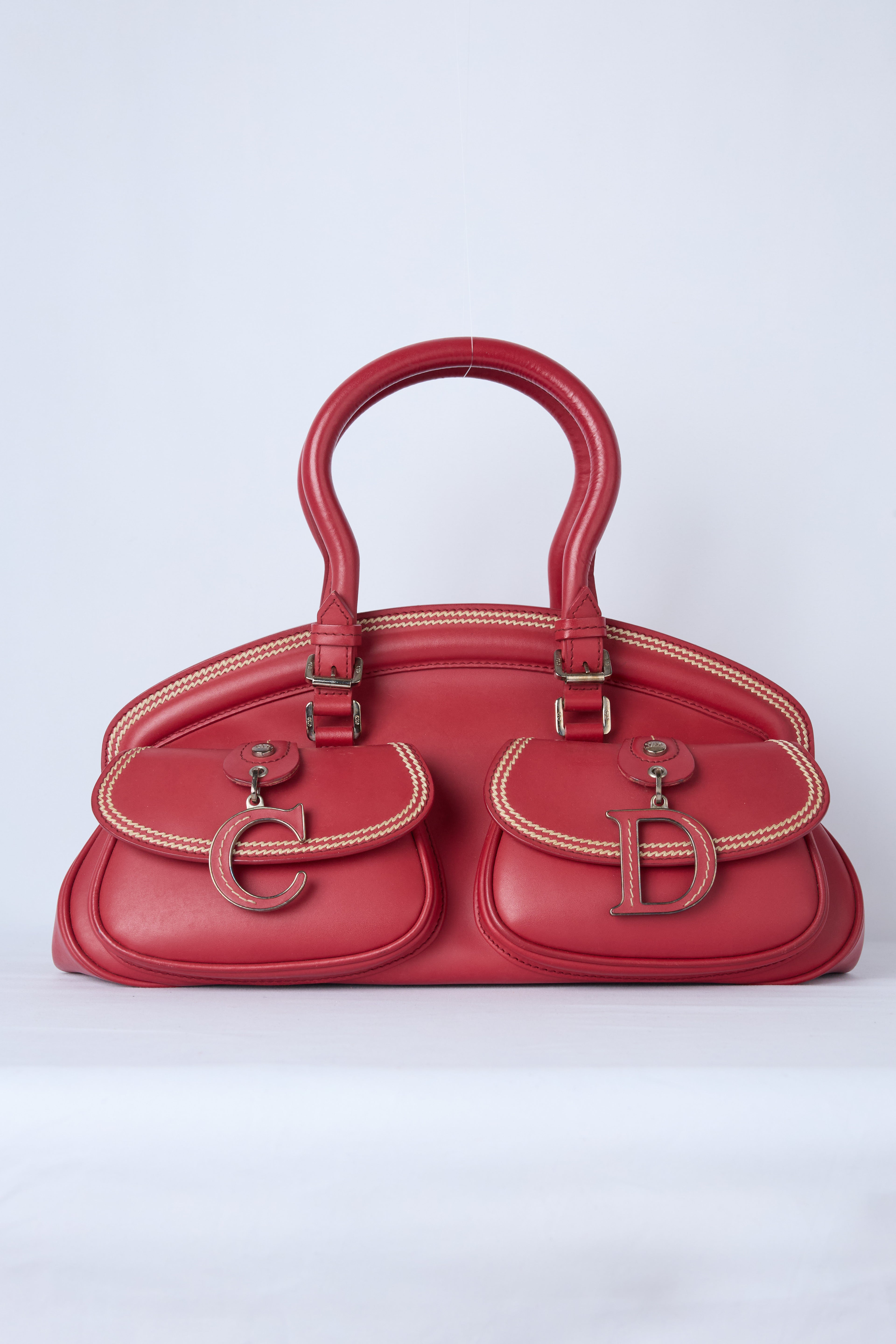 DIOR RED LEATHER DETECTIVE BAG