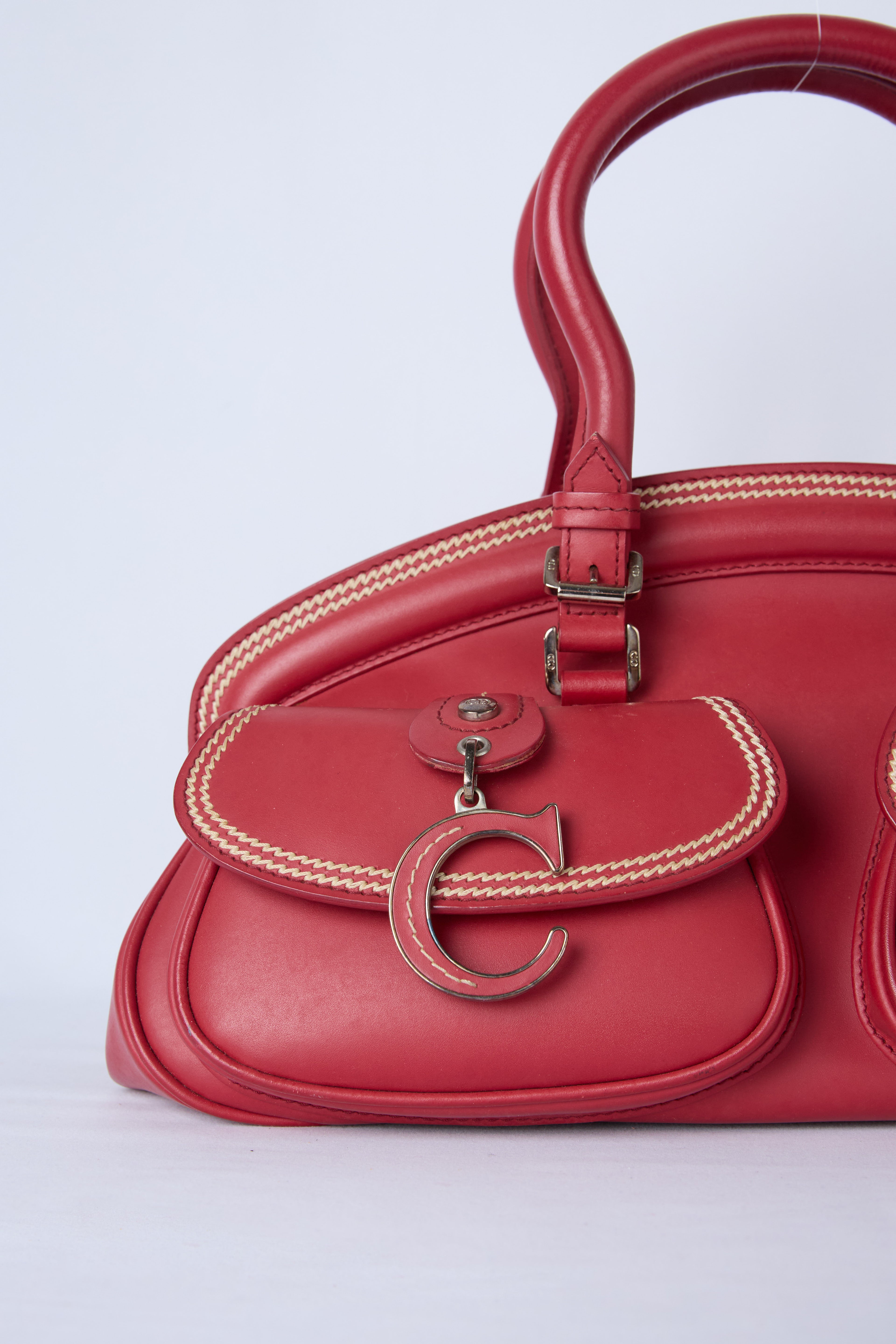 DIOR RED LEATHER DETECTIVE BAG