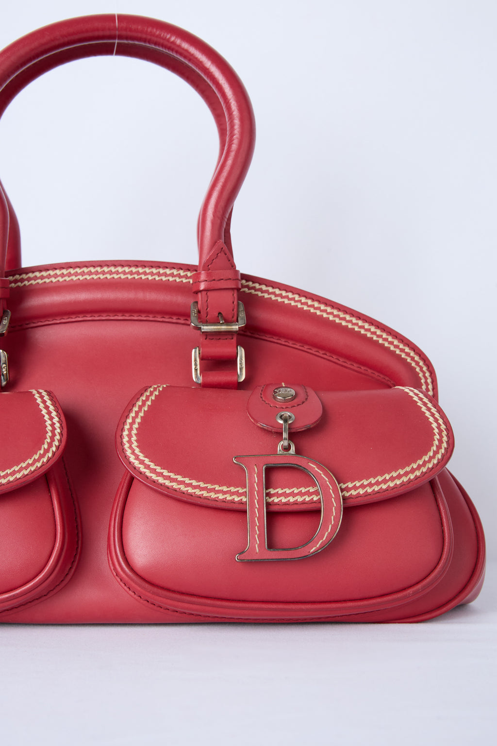 DIOR RED LEATHER DETECTIVE BAG